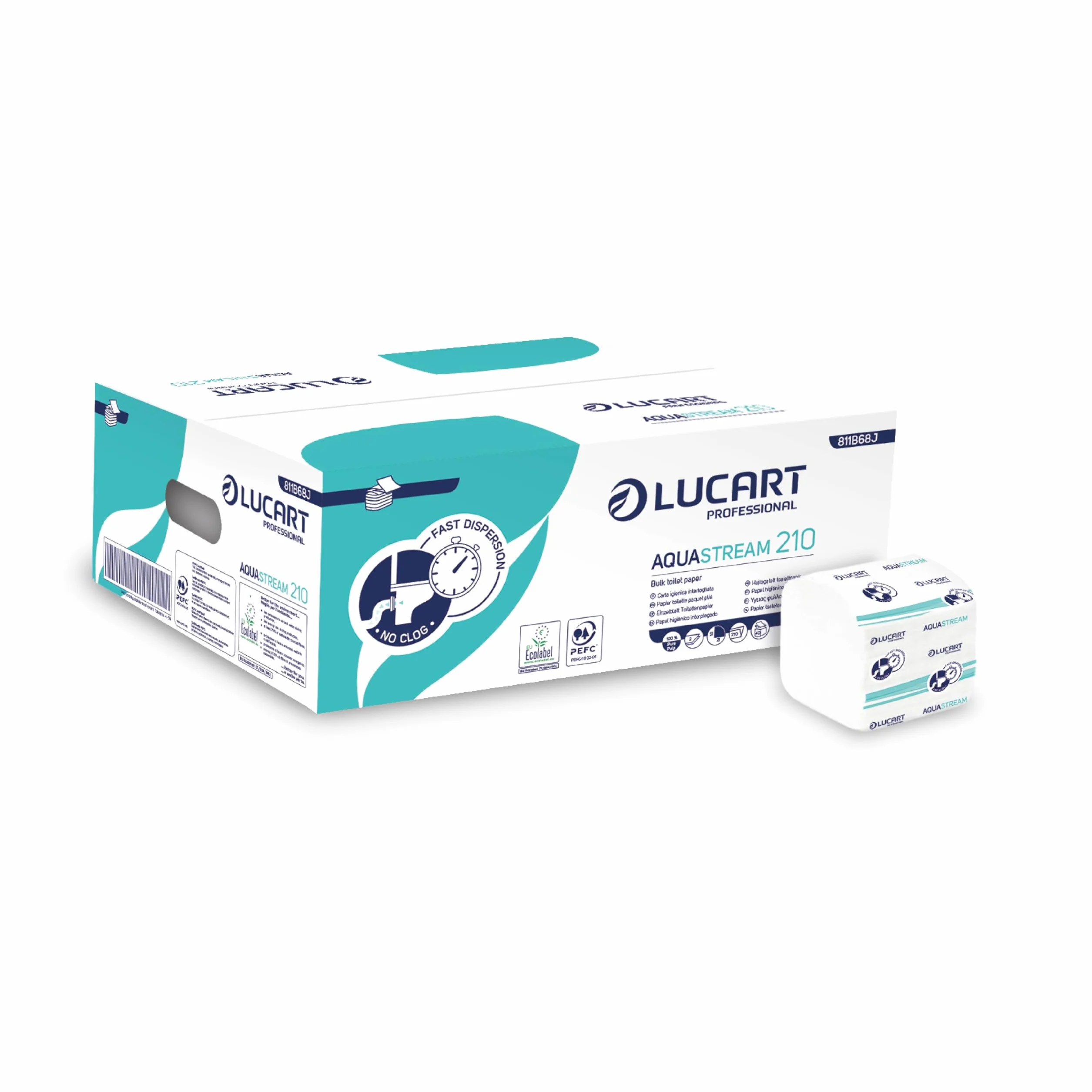 Lucart Professional AquaStream 210 Carta Igienica Interfogliata pura cellulosa 9,5x11 cm 40 confezioni 210 pezzi
