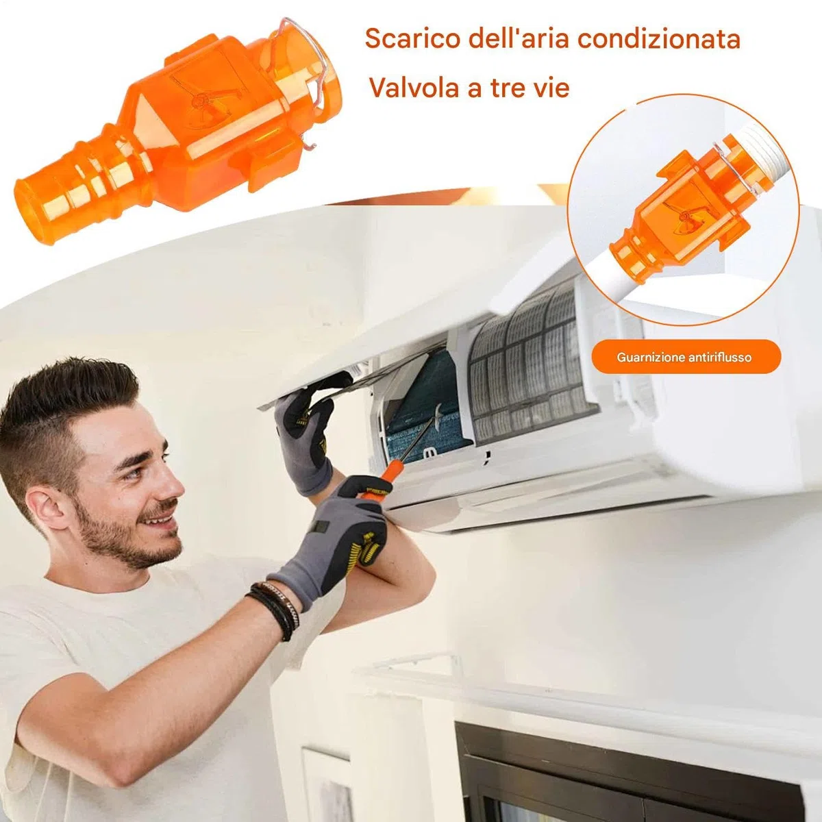 Valvola a Tre Protezioni per Aria Condizionata - Accessorio Antiritorno per Climatizzatore | Valvola di Scarico Termoresistente per Bagno Camera Sala Cucina Uso Commerciale