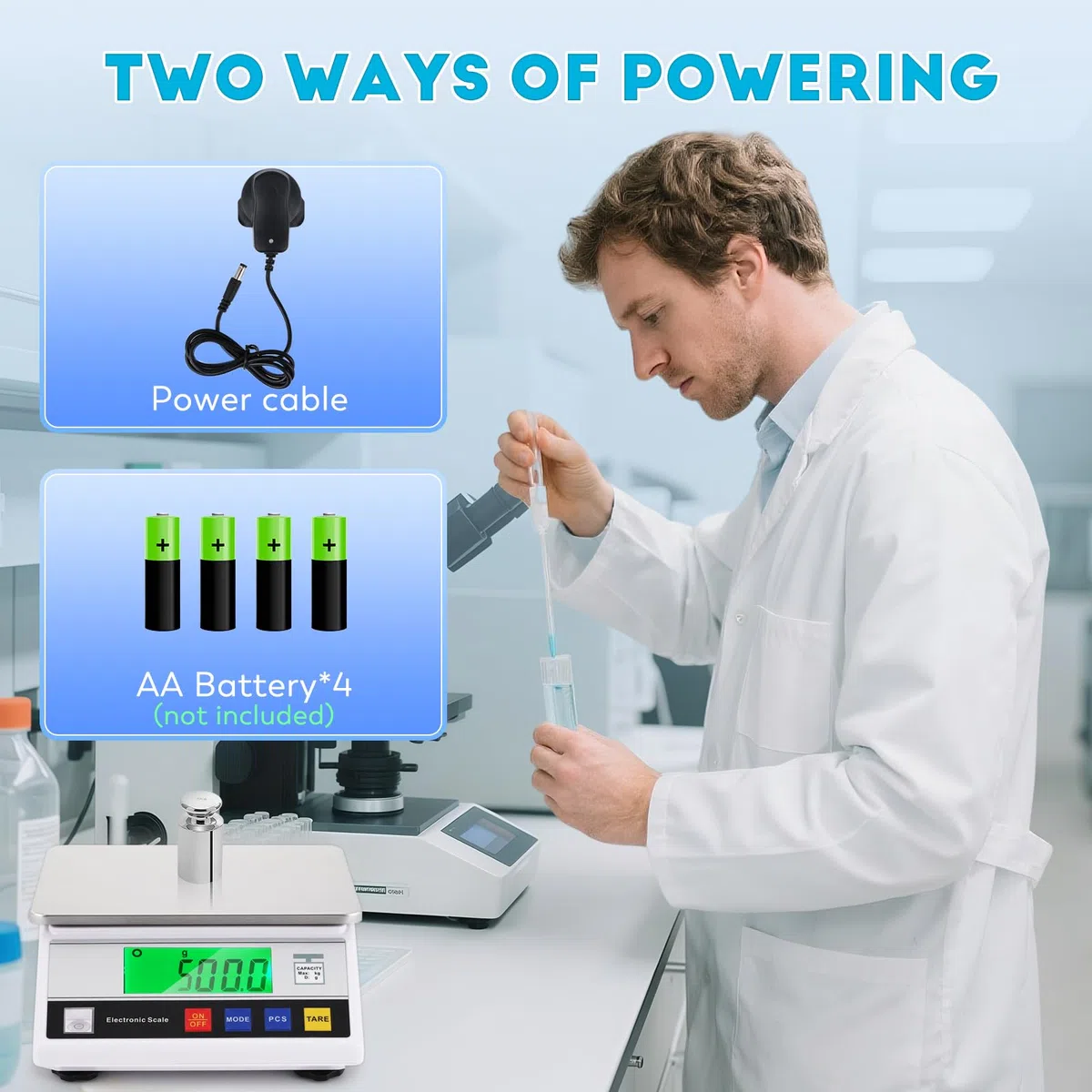 CGOLDENWALL Bilancia ad Alta Precisione 6kg 0,1g Bilancia Contapezzi Digitale da Laboratorio con 6 Unità di Conversione, 2 Modalità di Alimentazione, Funzione di Conteggio (6kg, 0,1g)