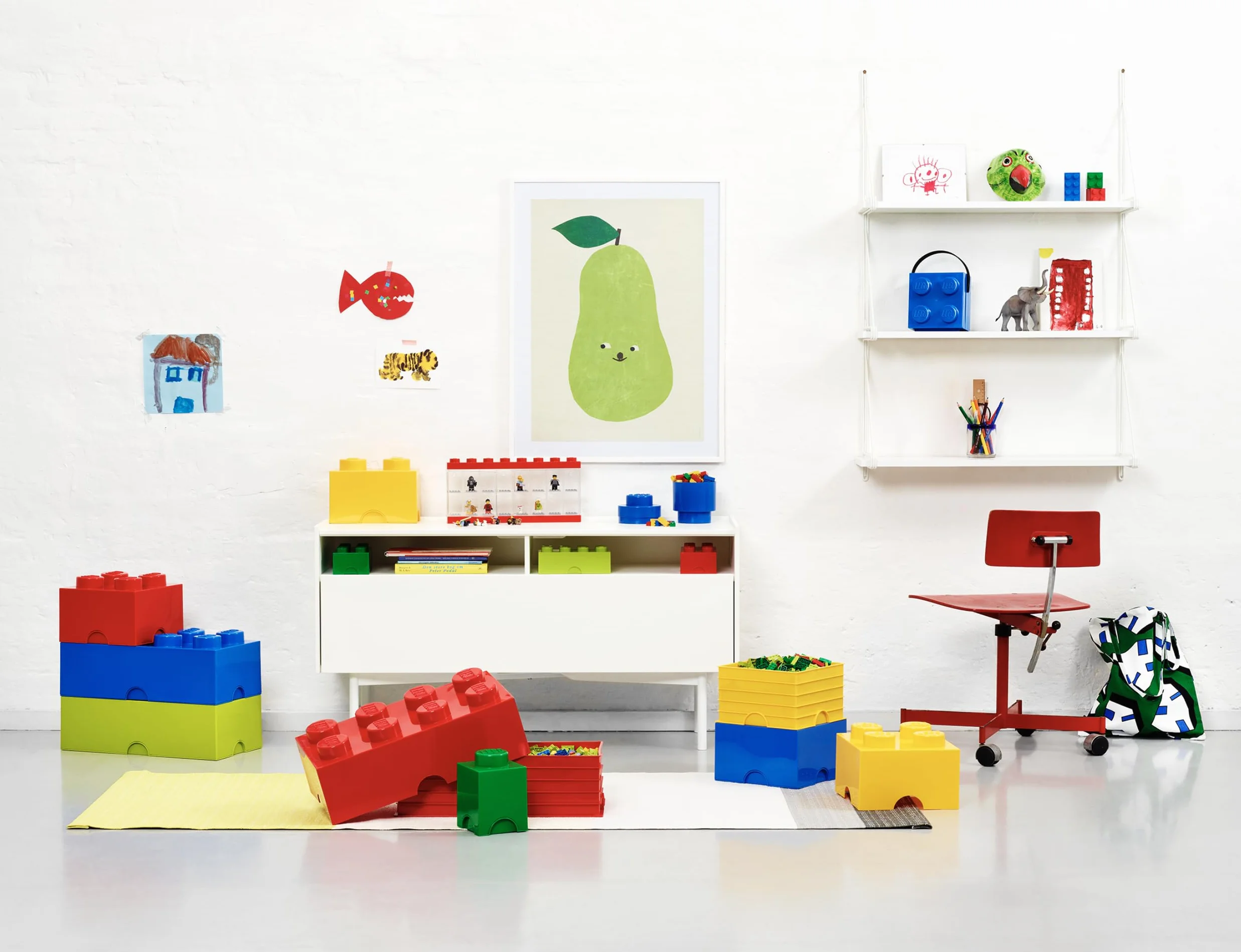 LEGO Brick Mattoncino Bottoncini,Contenitore impilabile Litri, Arancione, Acciaio Inossidabile, Verde, One Size