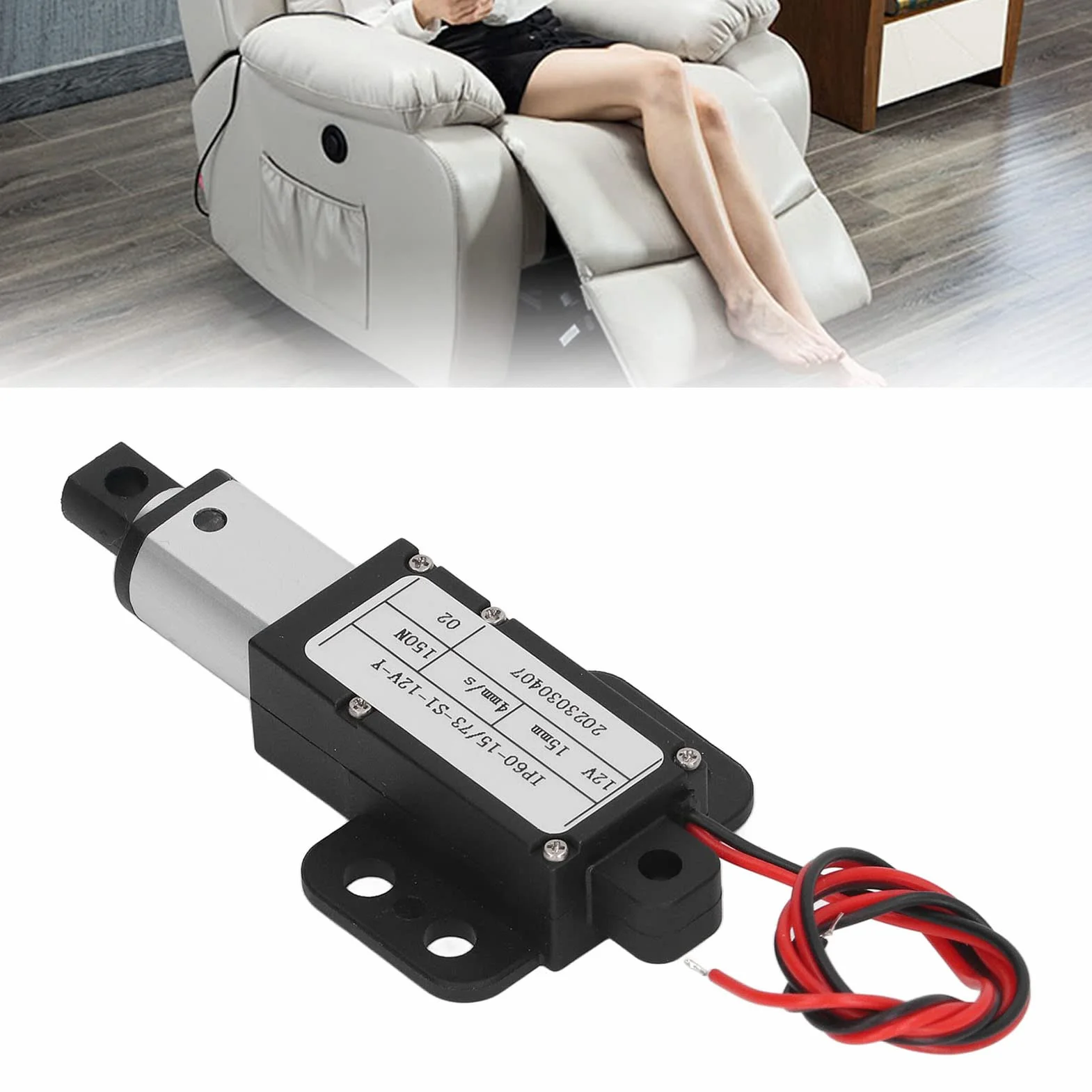 Attuatore Lineare, 12V 15mm Corsa Mini Motore Attuatore Lineare Elettrico, 150N 4mm/s Attuatore Lineare Elettrico Impermeabile per L'industria Domestica (Con Staffa)