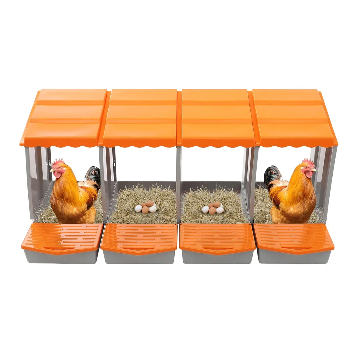 Nido per galline, 4 fori, in metallo, con coperchio di copertura, robusto nido di galline e griglia di ventilazione, nido di polli per montaggio a parete