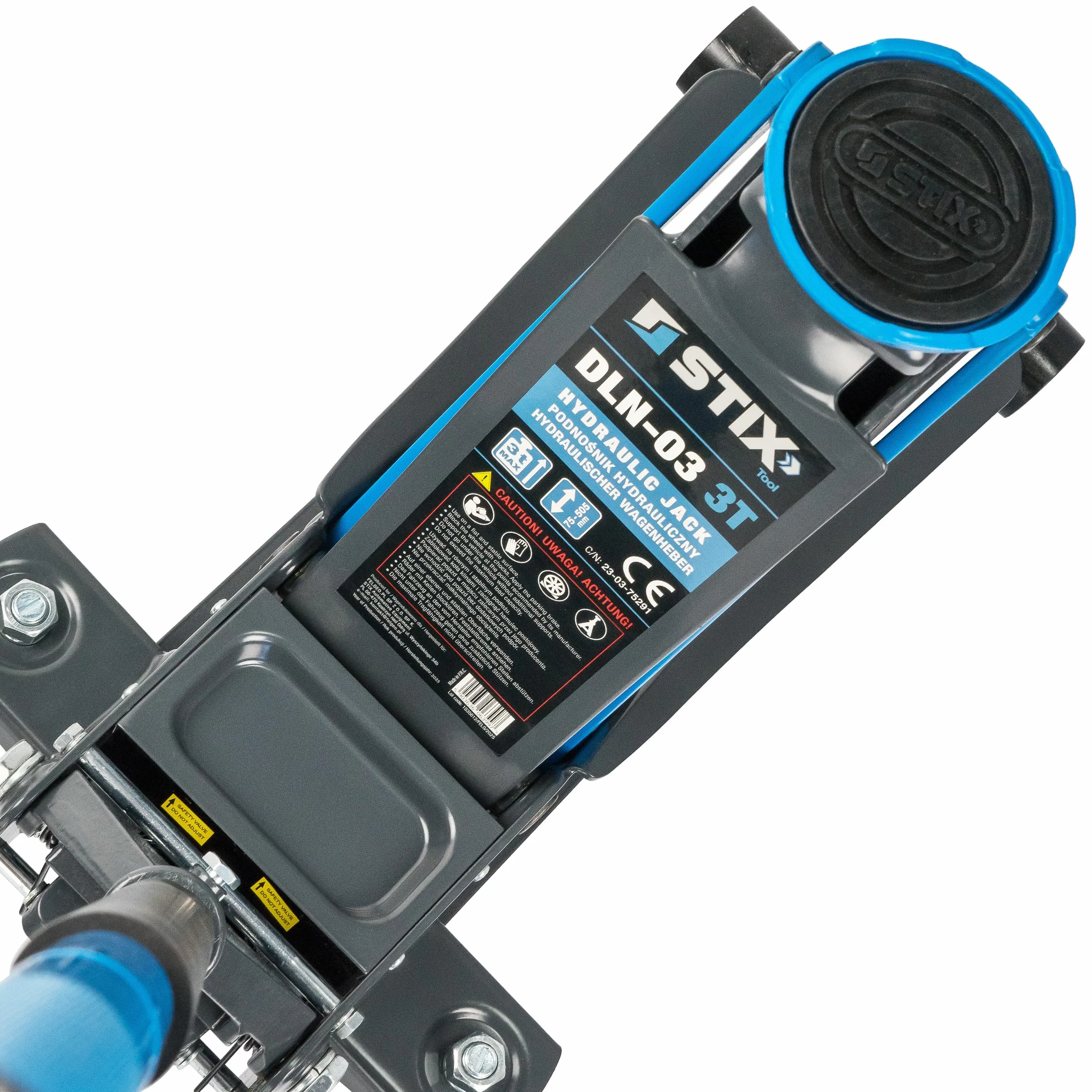 STIX Cric idraulico 3T – altezza di assorbimento bassa 75 mm – Cric idraulico extra piatto – altezza di sollevamento 505 mm – doppia pompa, ideale per officina e garage