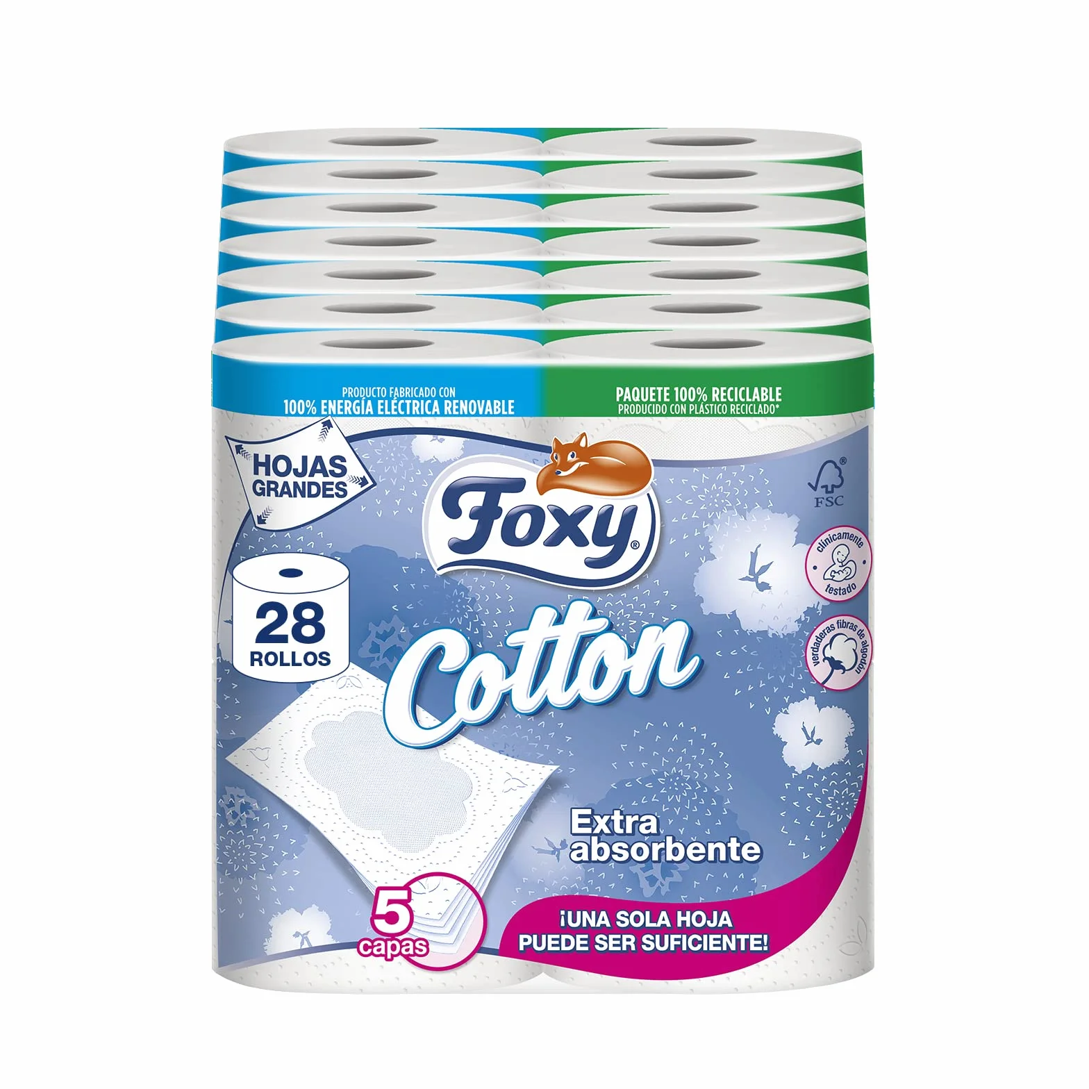 Foxy Cotton 5-ply Toilet Paper 28 Rolls Carton