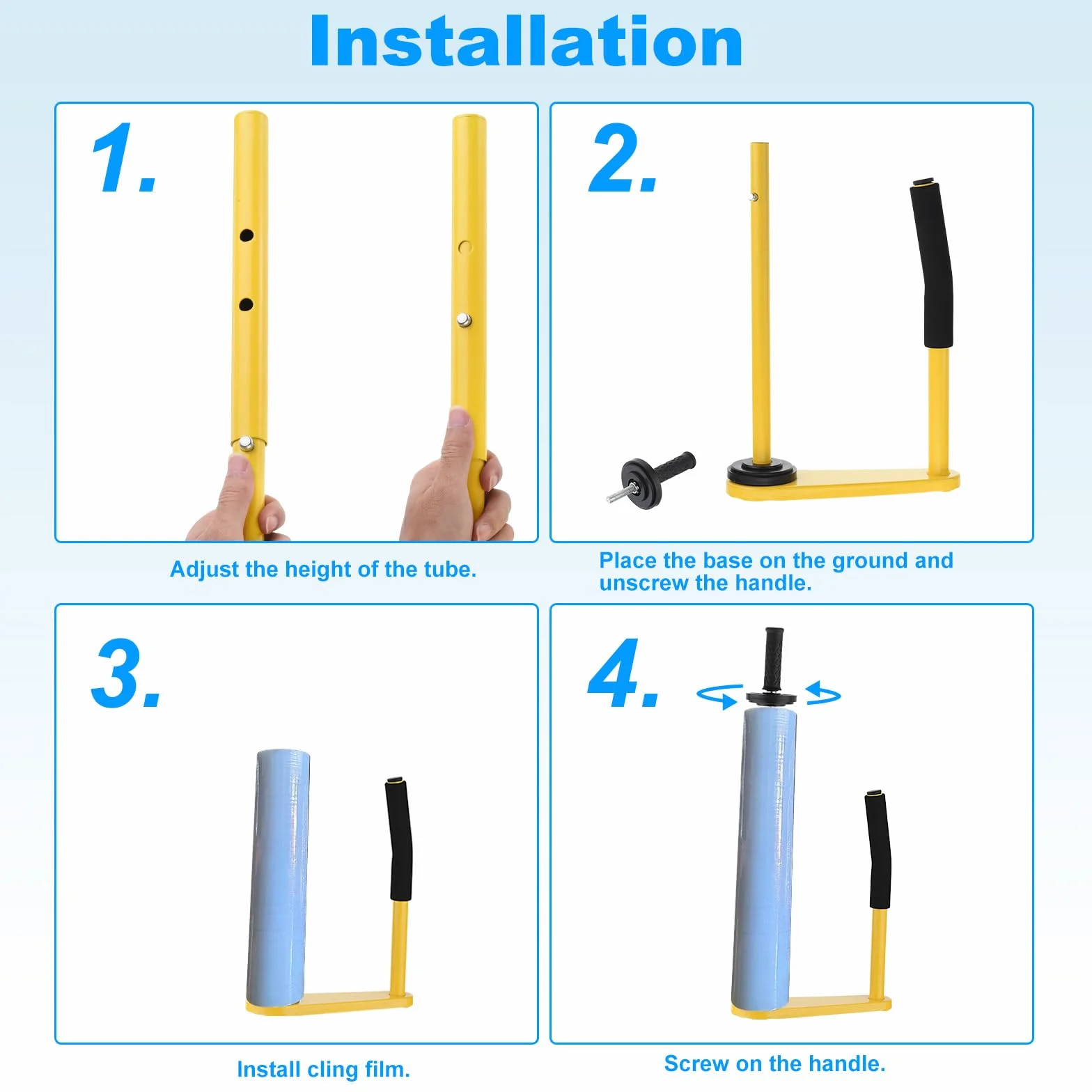 PATIKIL Restringibile Avvolgi Maniglia Estensibile Avvolgi Erogatore Estensibile Pellicola Erogatore Regolabile Altezza Pallet Avvolgitore per 45-50cm/17,7-19,7" Avvolgitore elastico