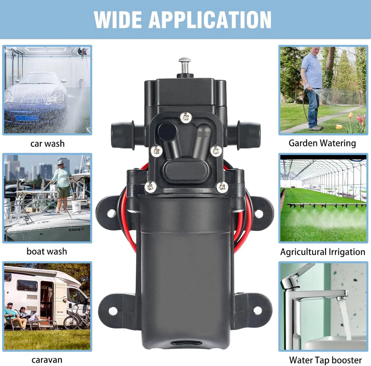 Pompa Acqua Ad Alta Pressione DC 24 V 80 W 5,5 L/Min 130 Psi, A Membrana, Per Camper, Barche, Roulotte e Giardini