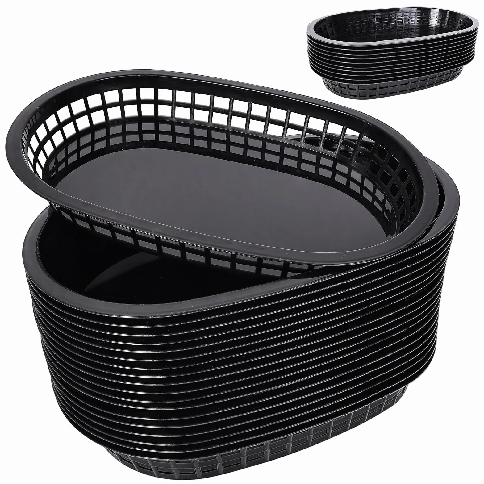 Cestini per fast food 26 x 17 cm vassoi in plastica nera confezione da 40