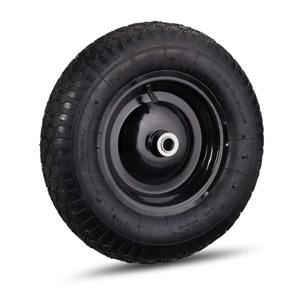 Relaxdays 2X Ruota per Carriola 4.80 4.00-8, ad Aria, Cerchione in Acciaio, con Valvola, Carico Max.120 kg, Nero