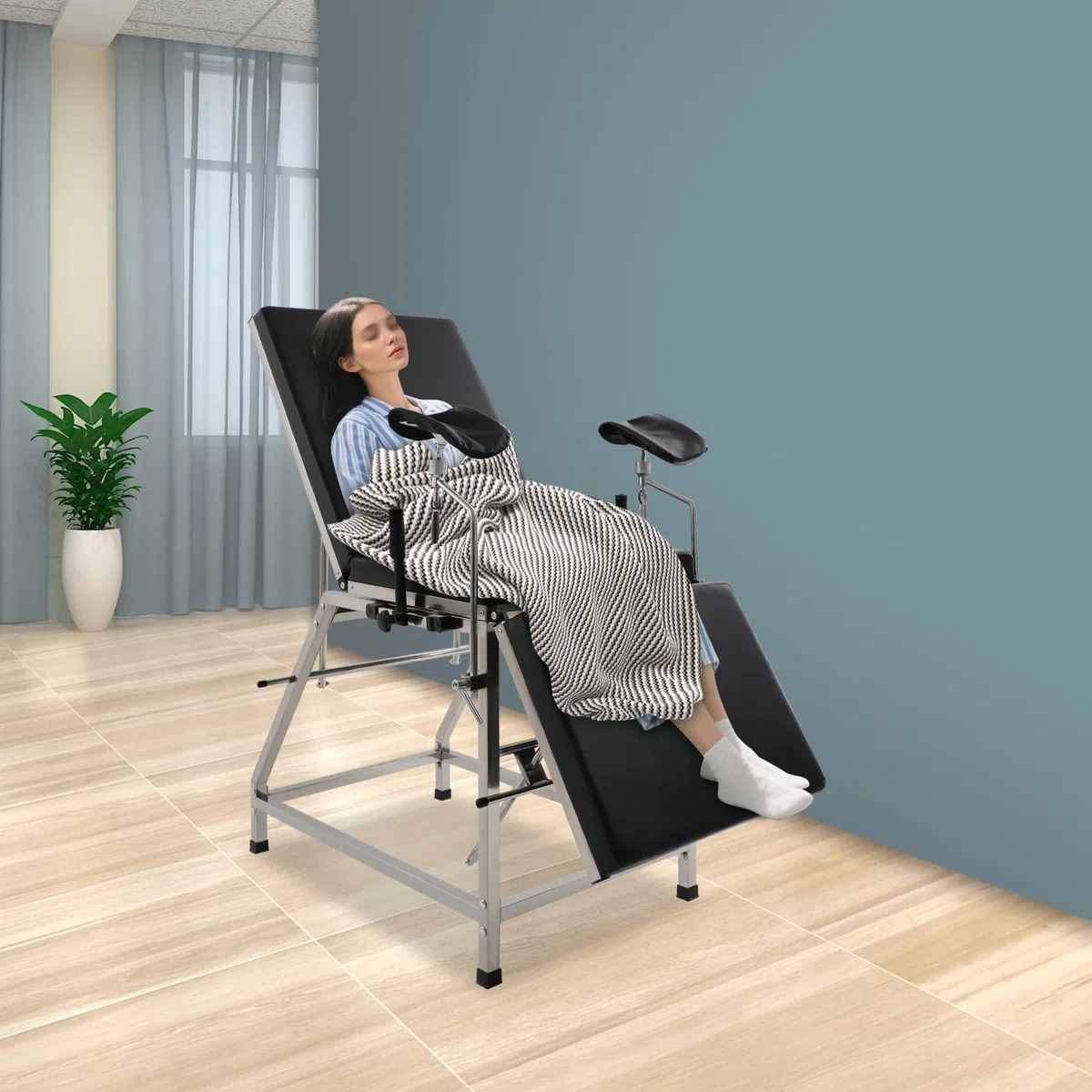 Sedia ginecologica Gaabungky moderna con schienale regolabile e gambe ergonomiche per esame professionale e clinica (nero)