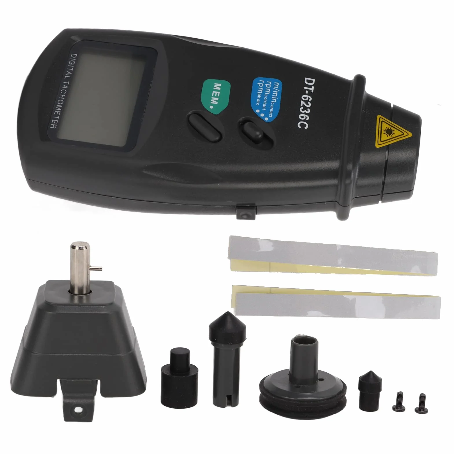 DT6236C Tachimetro Digitale 2 in 1 Contagiri Optoelettronico a e Senza Contagiri 19999 RPM Misuratore di Velocità Manometro Tascabile per Ruote a Motore