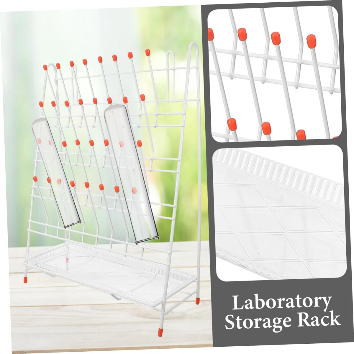 SOLUSTRE Rack per Provette da Laboratorio 32 Slot in Ferro Rivestito, Porta Vetreria da Laboratorio Salvaspazio e Scolapiatti per Asciugatura Tubi, per Uso Scientifico e Drenaggio