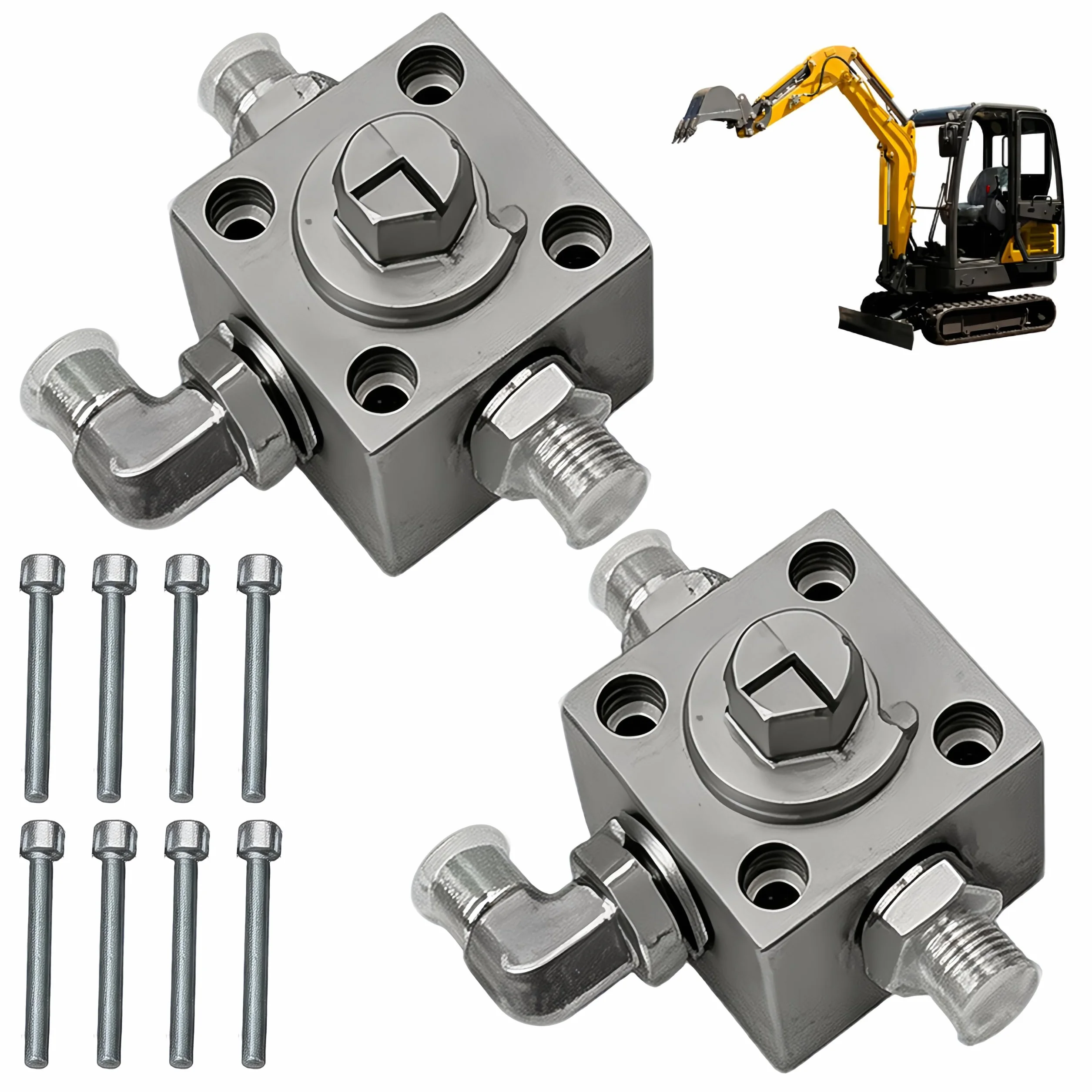 Soupape D'étranglement, 2 Pezzi Valvole Idrauliche 3 Vie per Mini Escavatore Accessori Idraulici per Piccoli Escavatori con Attacchi Rapidi Set di Valvole in Acciaio per Sistemi Oleodinamici