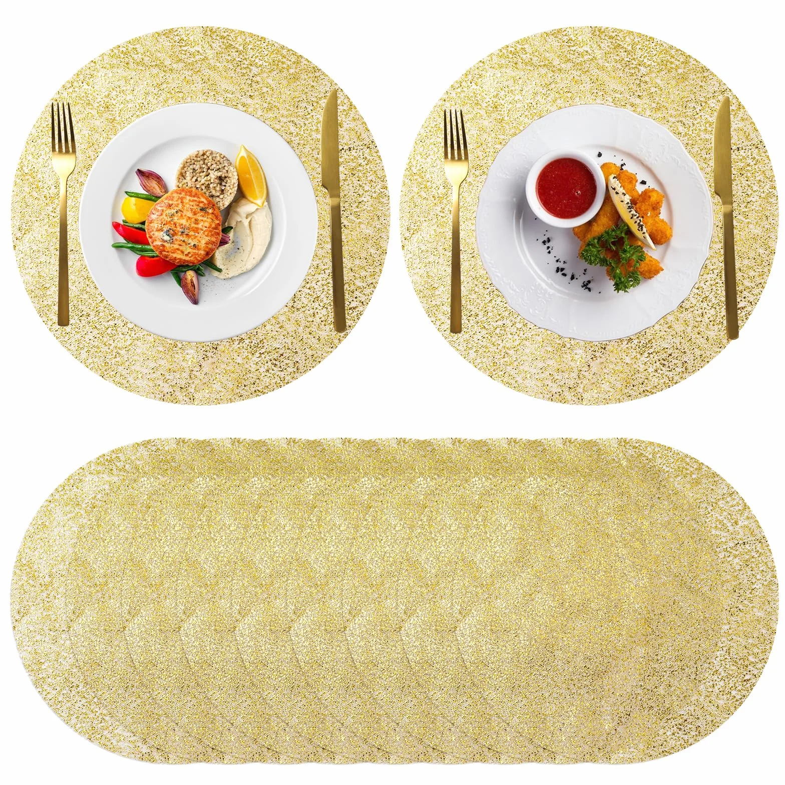Tappetino da Pranzo in Lamina d'oro 50 Pezzi Monouso per Feste di Nozze