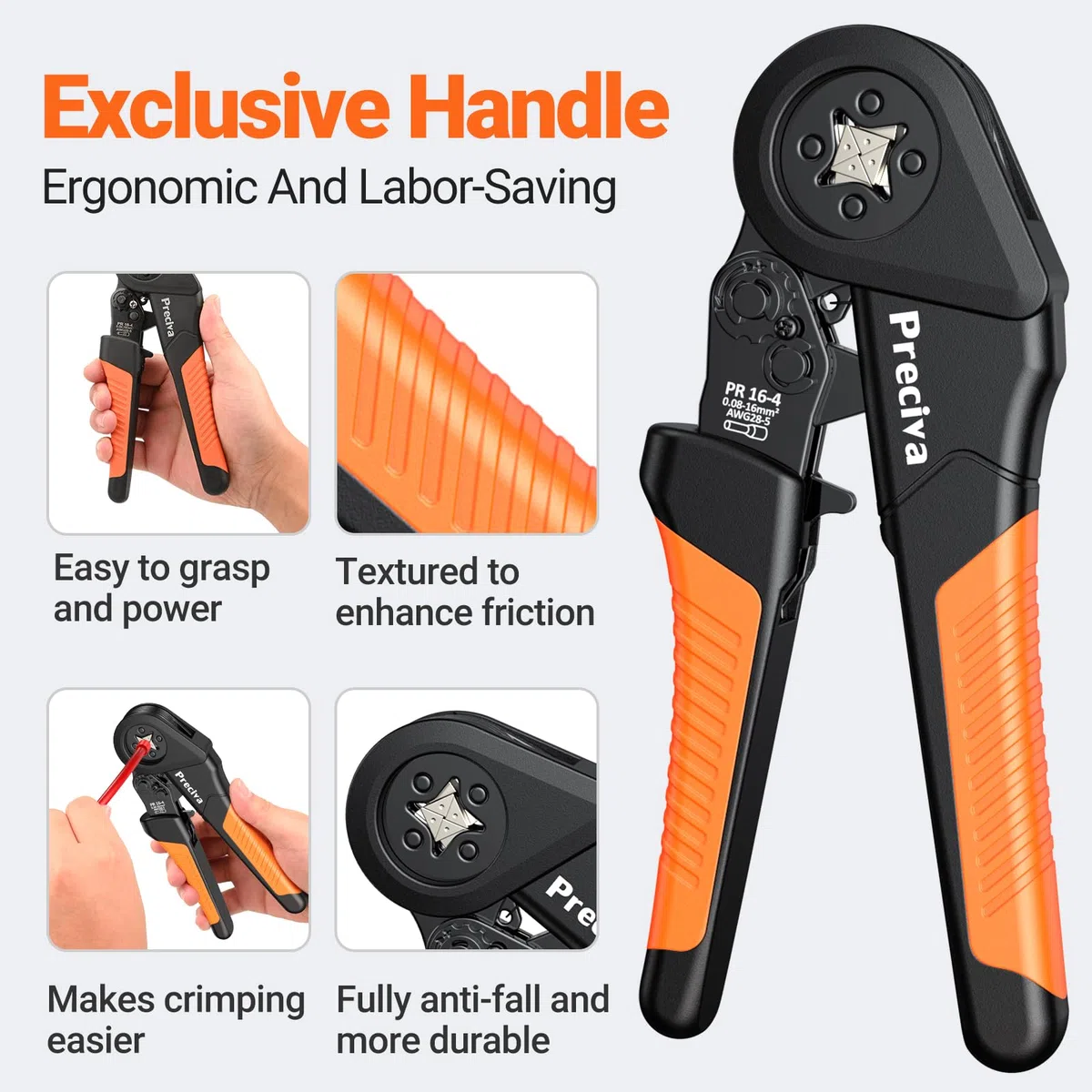 Preciva Pinza Crimpatrice 0,08-16 mm² con 1300 ghiere a filo singole e doppie, set di pinze per capicorda, regolabili, per l'industria, pinze a crimpare per il fai da te