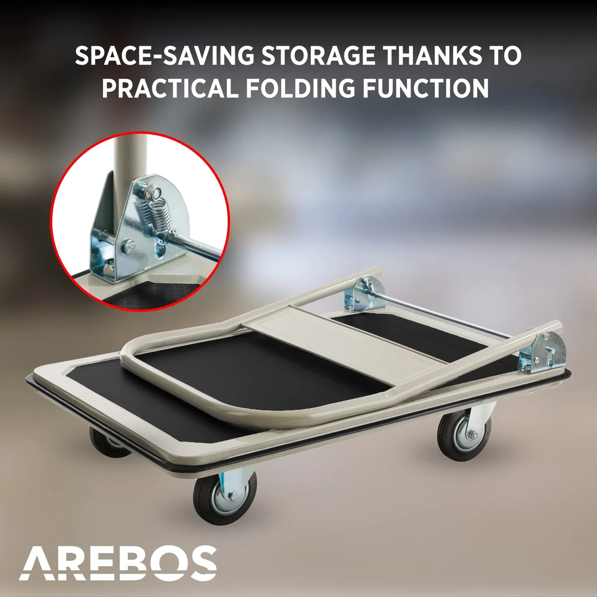 Arebos piattaforma carrello | Carrello portapacchi | Fino a 300 kg portata | con ruote girevoli | rivestimento antiscivolo | protezione bordi