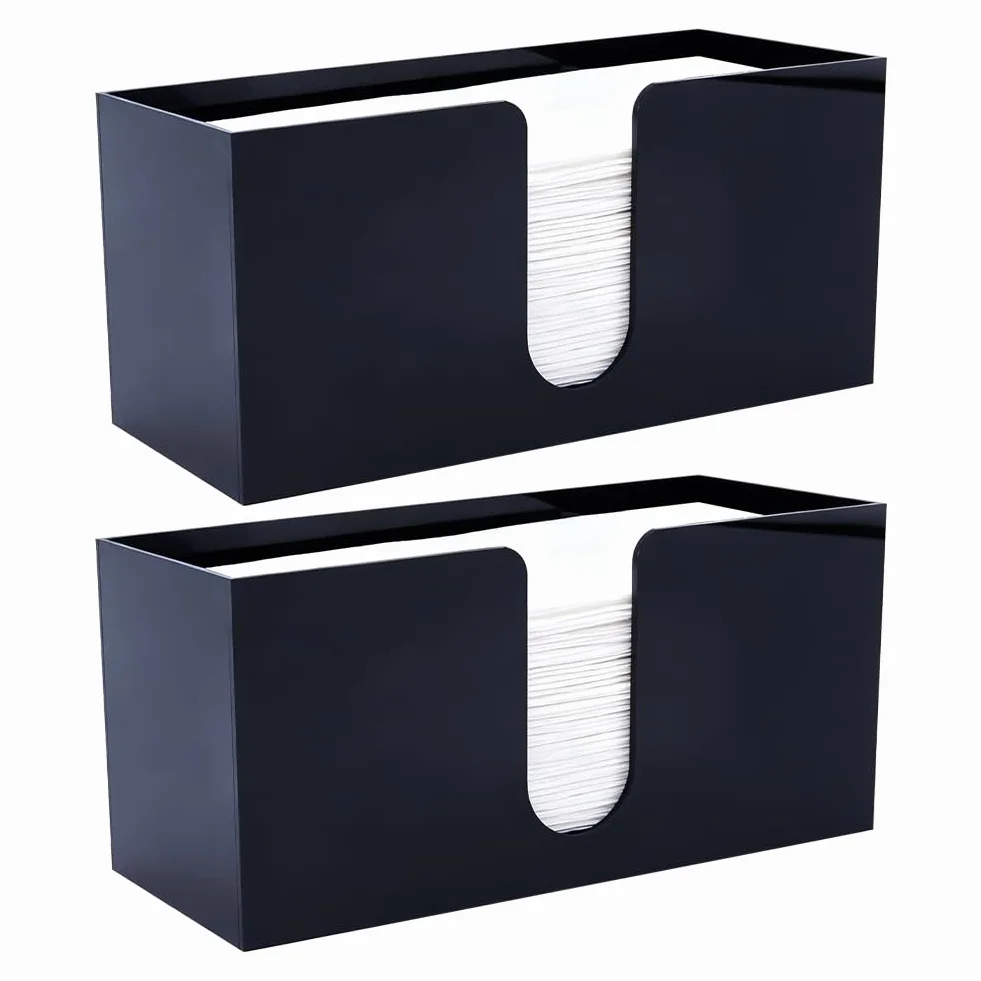 DICOSMETIC 2 dispenser asciugamani carta acrilico nero 27x10,4x12,7 cm multi porta tovaglioli tre ante piegatura a Z bagno WC cucina