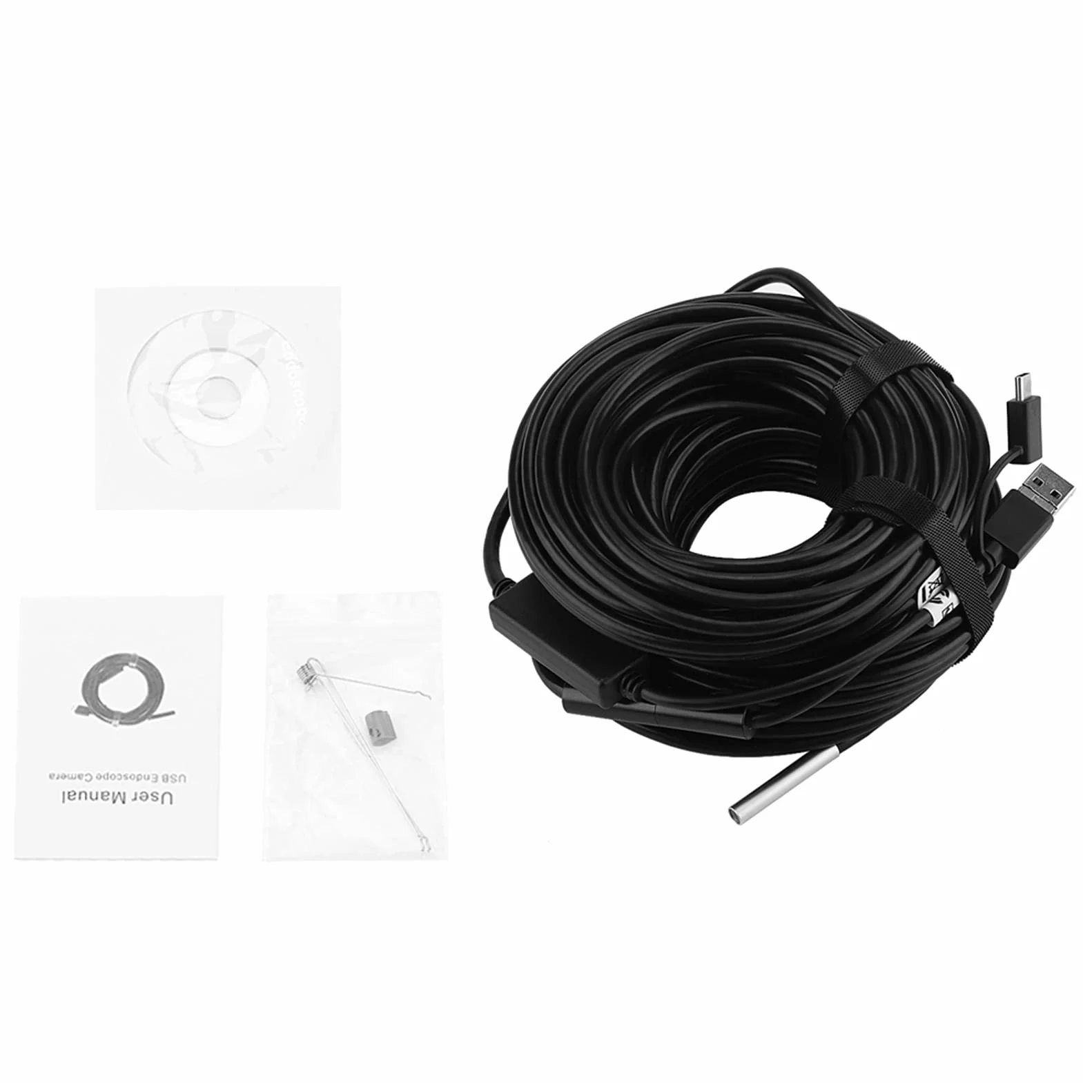 Telecamera Endoscopio Wi-Fi 720P 20 Metri 6 LED Regolabili USB per Ispezione Tubazioni e Auto
