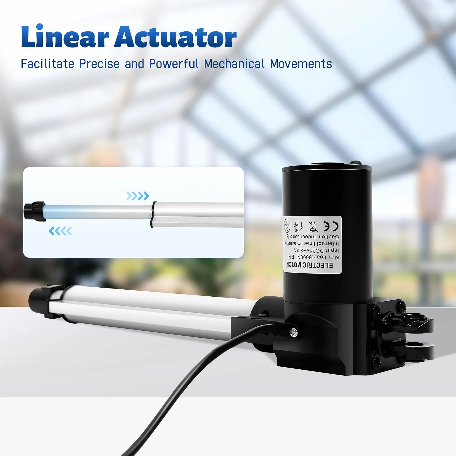 Linear Actuator 6000N 230 mm, attuatore lineare DC 24 V, motore elettrico lineare, per mobili auto, ecc