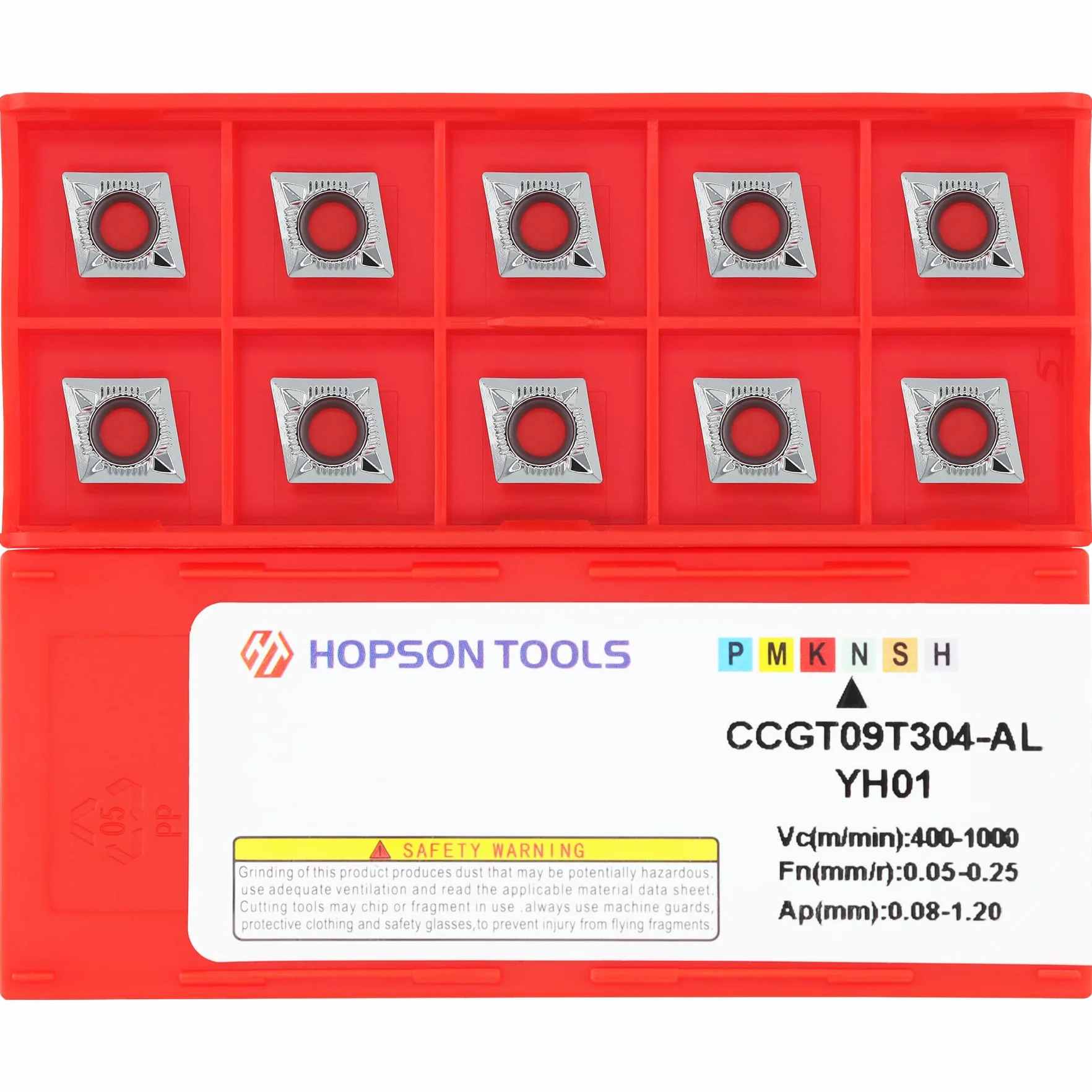 Inserti CCGT09T304 per Alluminio, Legno e Metalli Non Ferrosi, Piastre HM 10 pezzi