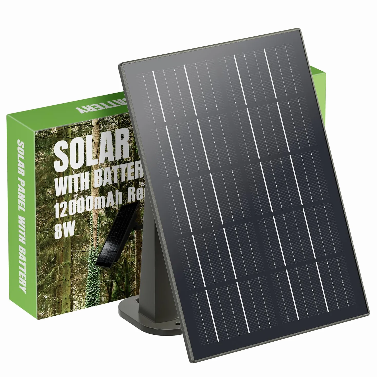 Pannello Solare Batteria Integrata 12000mAh Compatibile con 12V/6V Dispositivo Fotocamera Fauna Selvatica 3M Cavo Caricatore Solare Impermeabile Fotocamera Accessori Caccia