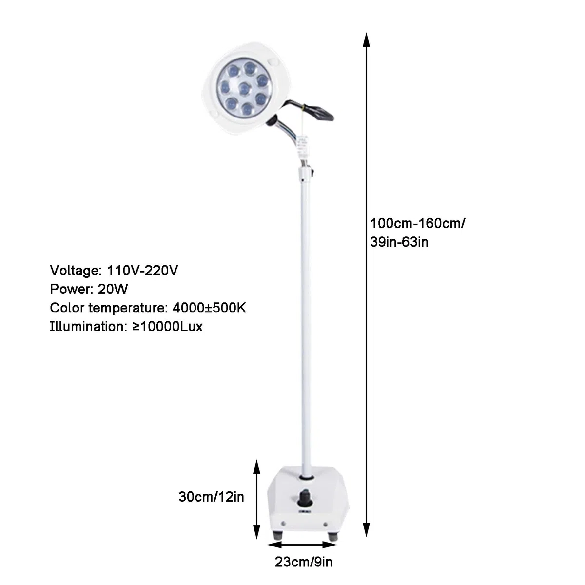 Lampada per Esame Chirurgico, Orale e Animali Domestici, Regolabile, LED, Base Stabile