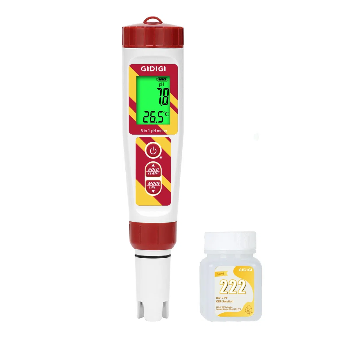 Misuratore pH digitale, 6 in 1 TDS EC Sale Temperatura pH ORP Tester con ORP 222mV Soluzione di calibrazione per piscina, spa, acqua potabile, idroponica, acquacoltura, trattamento delle acque,birra