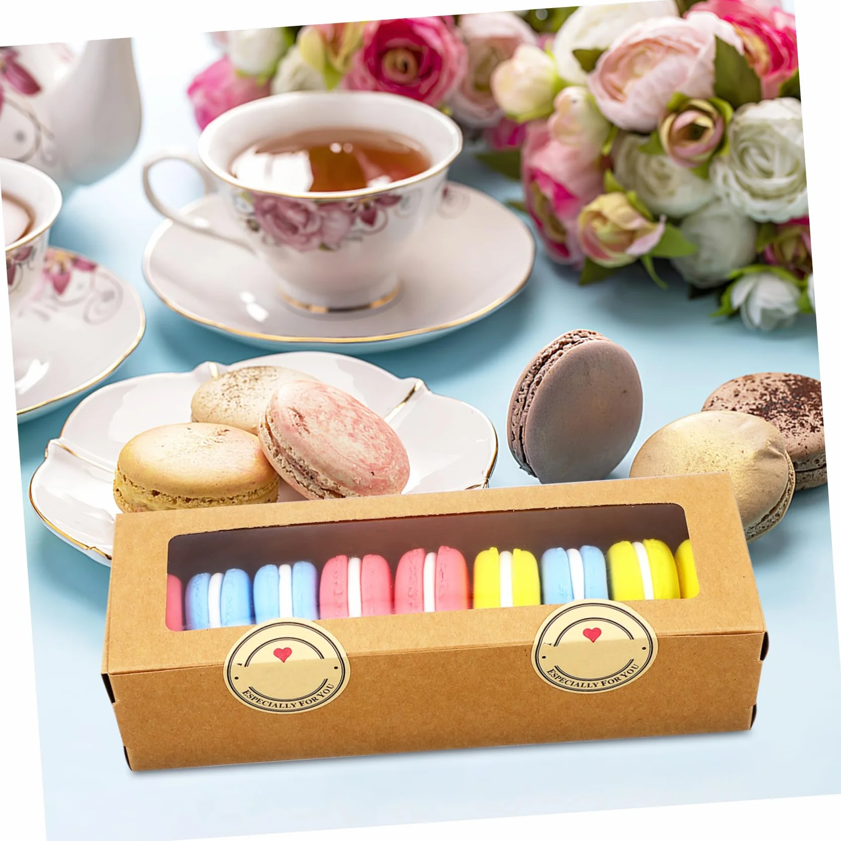 Scatole Rettangolari Kraft Marrone con Finestra Trasparente per Bomboniere Dolci