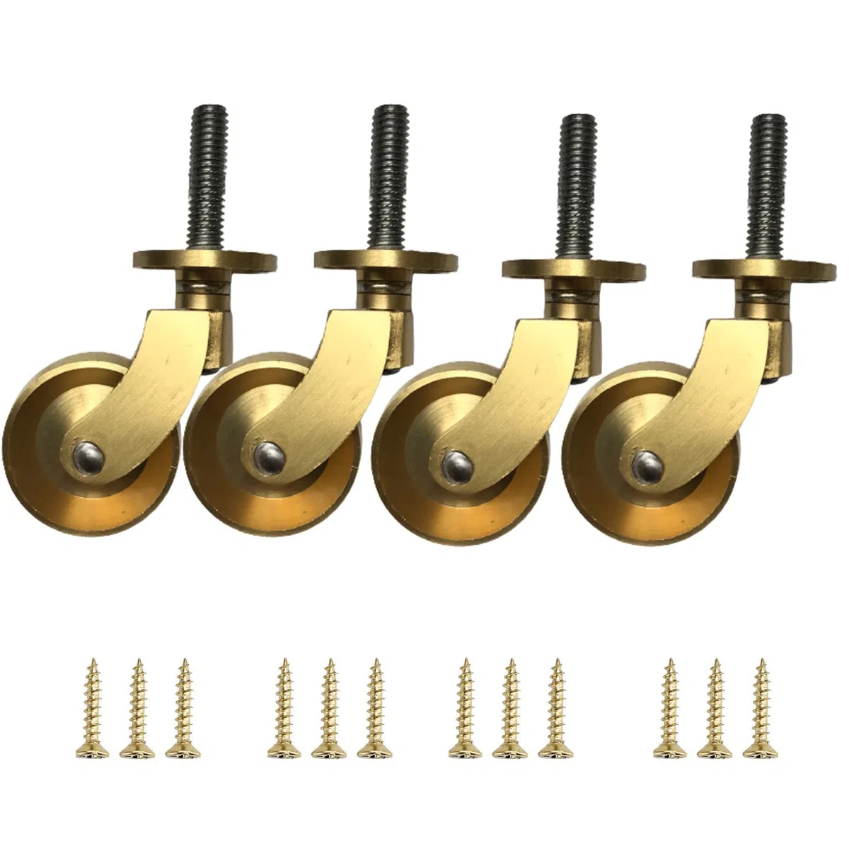 Ruote girevoli in ottone 4 pezzi Ruote universali Set di 4 rotelle piroettanti, rotelle universali for mobili massicci, in ottone anticato e lucidato, con viti, for armadietto, divano, tavolino da caf