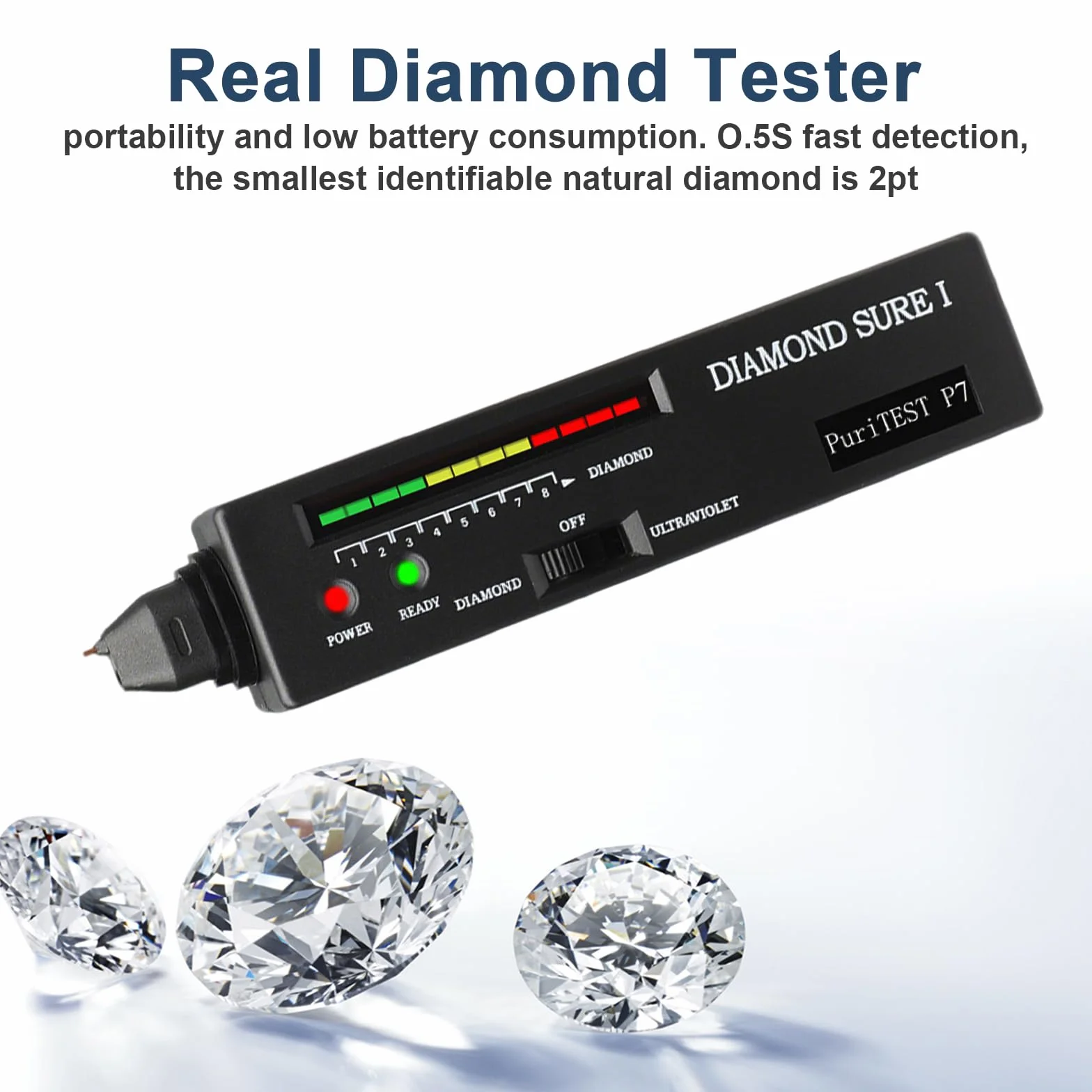 Testatore Diamanti Penna Professionale - Testatore Gioielli Portatile con Sensore Termico & Display LED, Rilevamento Rapido 0,5s per Valutazione Gioielli, Test Oro & Verifica Pietre