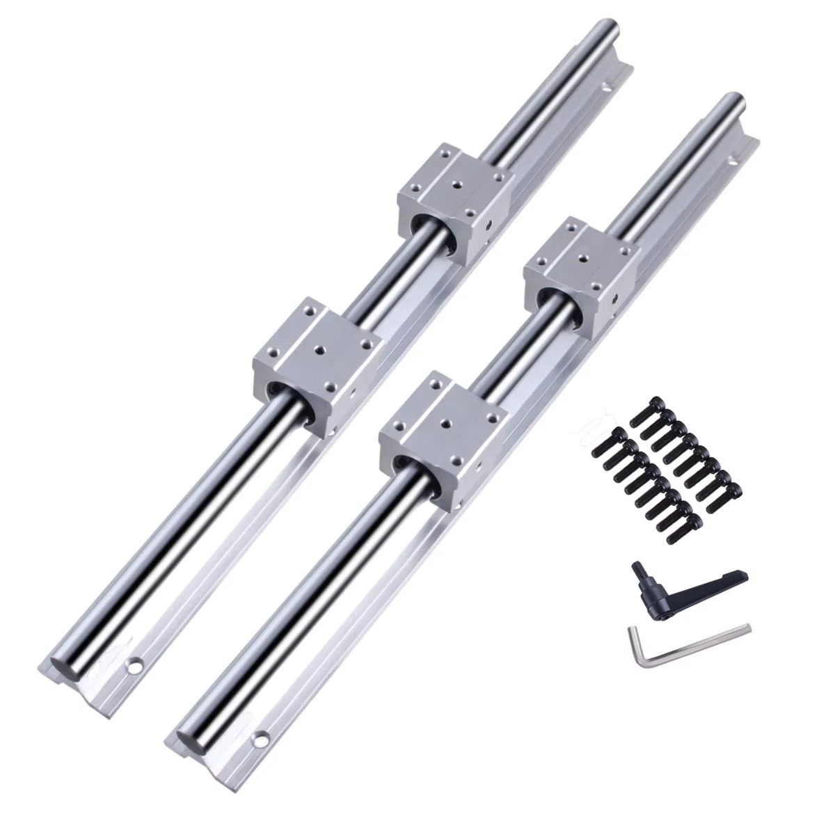 Guida Lineare SBR20 1200mm Set di Guide per Cuscinetti Lineari con 2 x Alberi di Guida da 1200 mm e 4 x Blocchi SBR20UU, Guida di Scorrimento Lineare Inossidabile con Fori Preforati