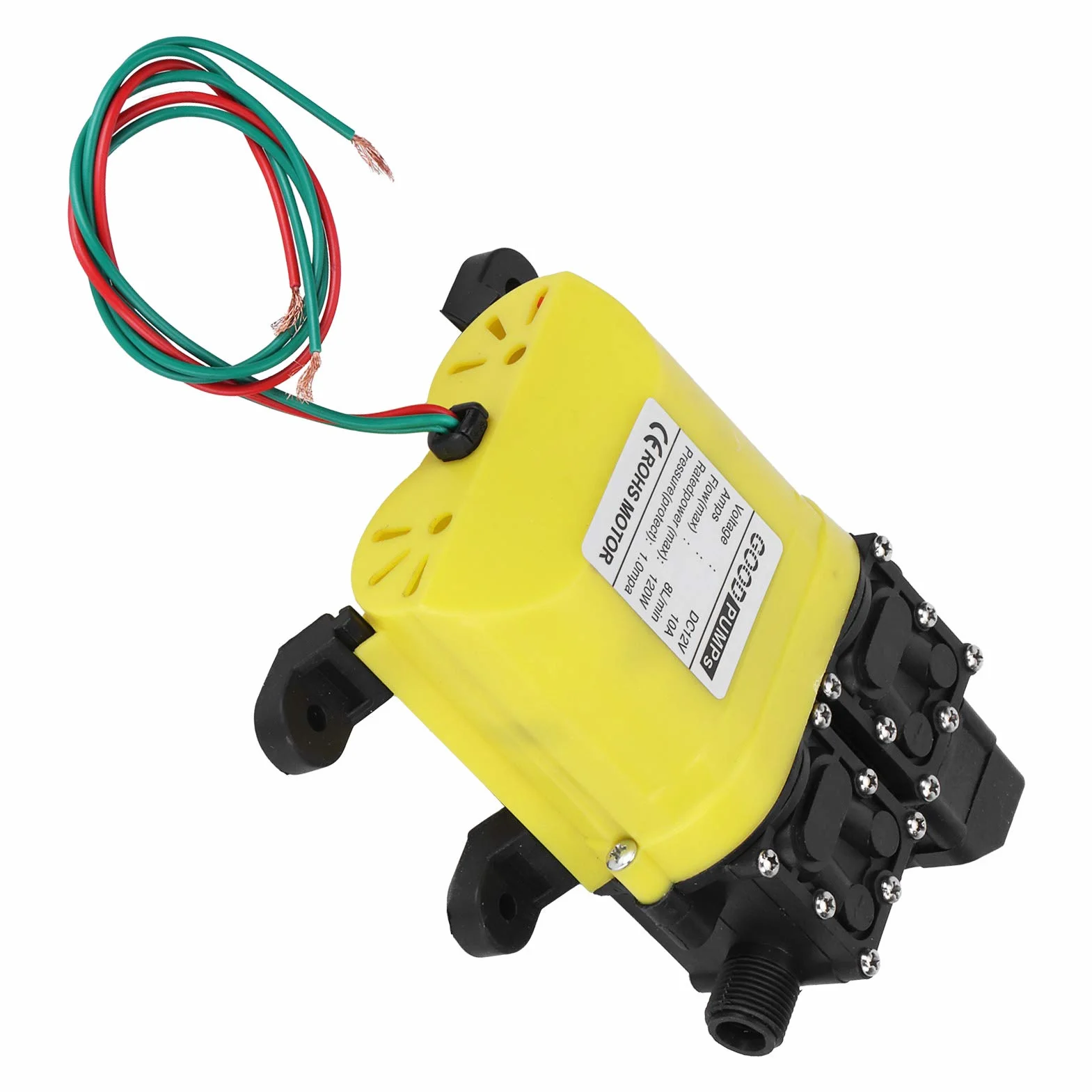 Pompa ad alta pressione a membrana da 12 V, 120 W, 8 l, con connettore in rame, iniezione automatica di acqua elettrica per giardino, prato, camper, barca