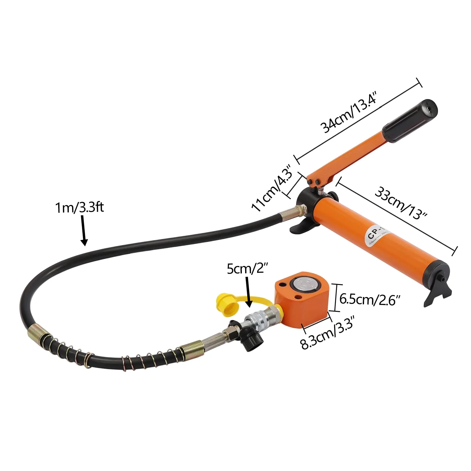 Cilindro idraulico 20T, pompa idraulica manuale con CP-180, corsa 15,5 mm, altezza 110 mm, pompa idraulica manuale per riparazioni auto e costruzione di macchinari (10T)