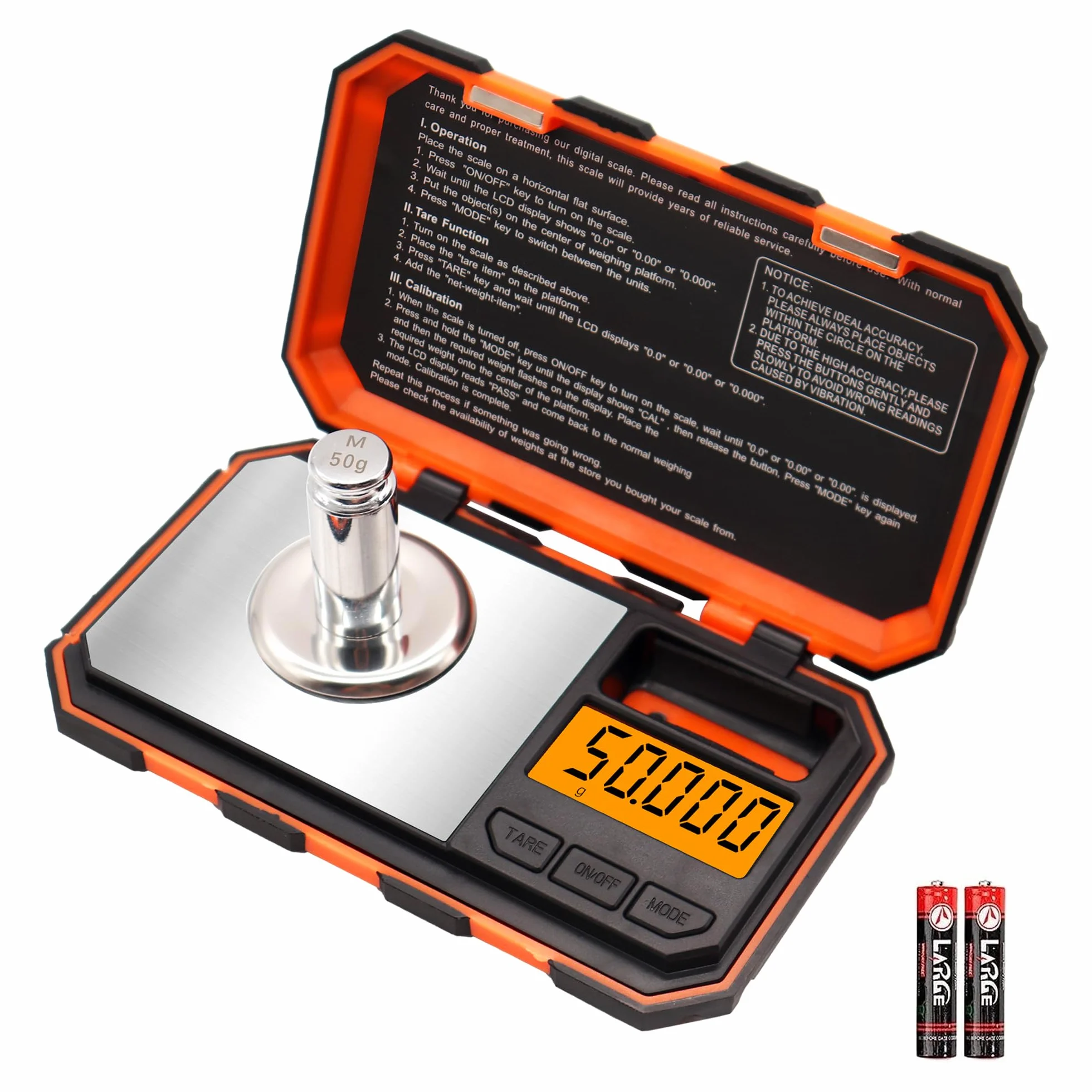 UNIWEIGH Bilancia digitale per milligrammi 50g/ 0,001g, Bilancia portatile con display LCD, Tara, Bilancia digitale per gioielli, Bilancia per microgrammi per polvere, oro, pietre preziose, Ricarica