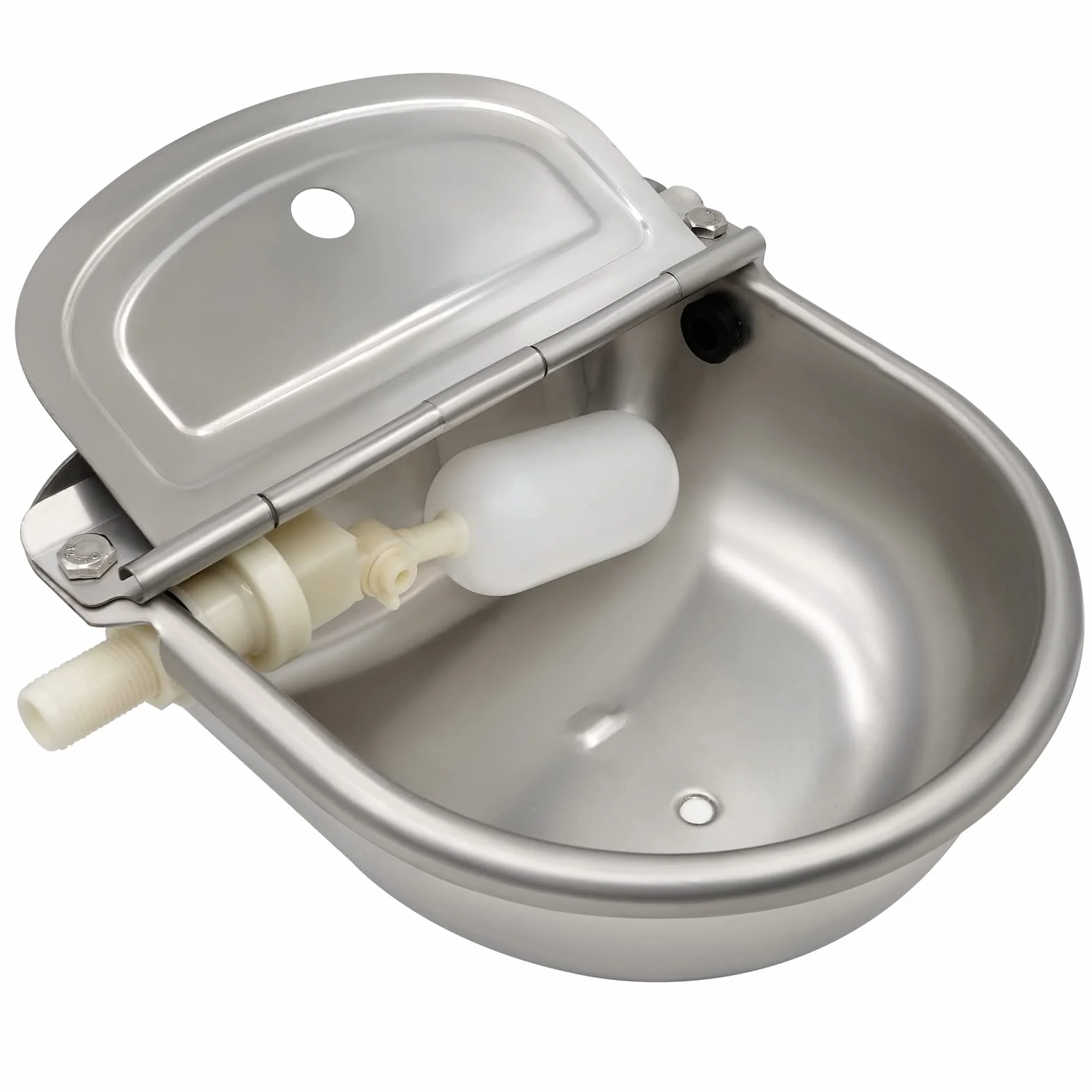 Ciotola per Abbeveratoio Automatico in Acciaio Inossidabile con Distributore con Valvola a Galleggiante per Abbeveratoio per Bestiame, Cane, Capra, Maiale con Tappo di Scarico