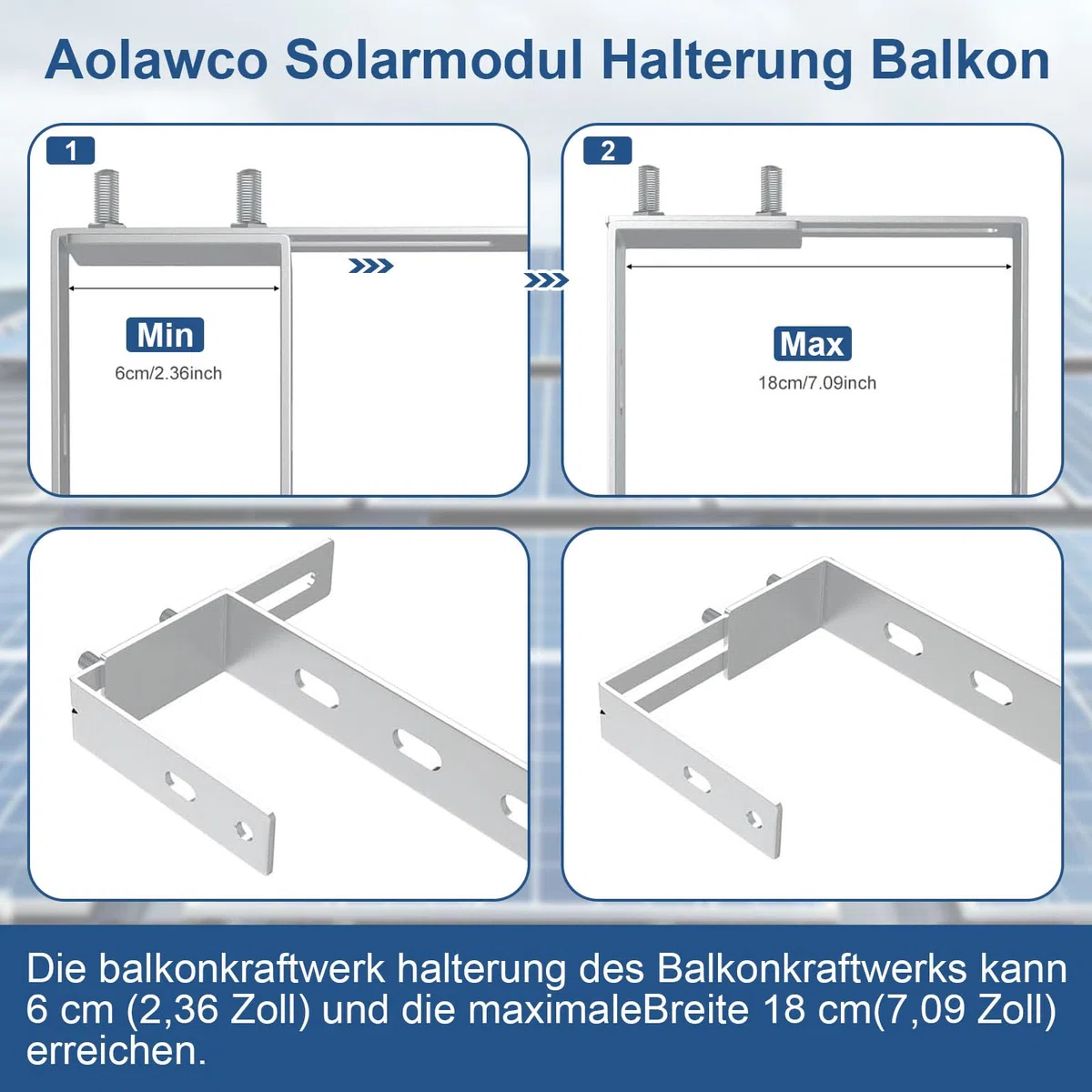 4 Pezzi Staffe per Pannelli Fotovoltaici - Supporto Pannello Solare, kit di Montaggio per Pannelli Solari Senza Fori, Per Balcone, Tetto