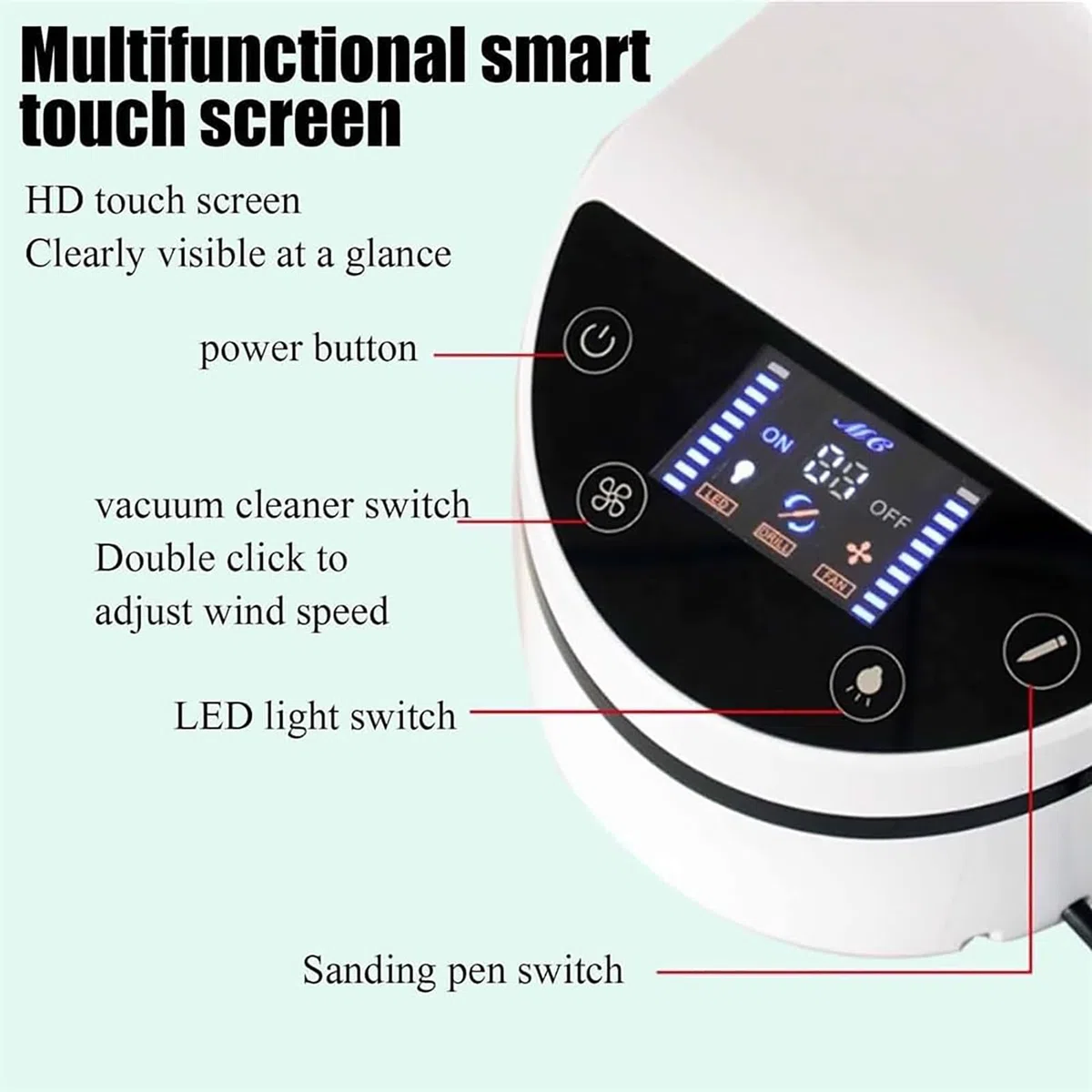 230w Aspiratore di Polveri per Attrezzature da Laboratorio Odontoiatrico,Aspiratore Portatile Potente,Collettore di Polveri da Tavolo,Aspiratore per Polvere con Design A LED