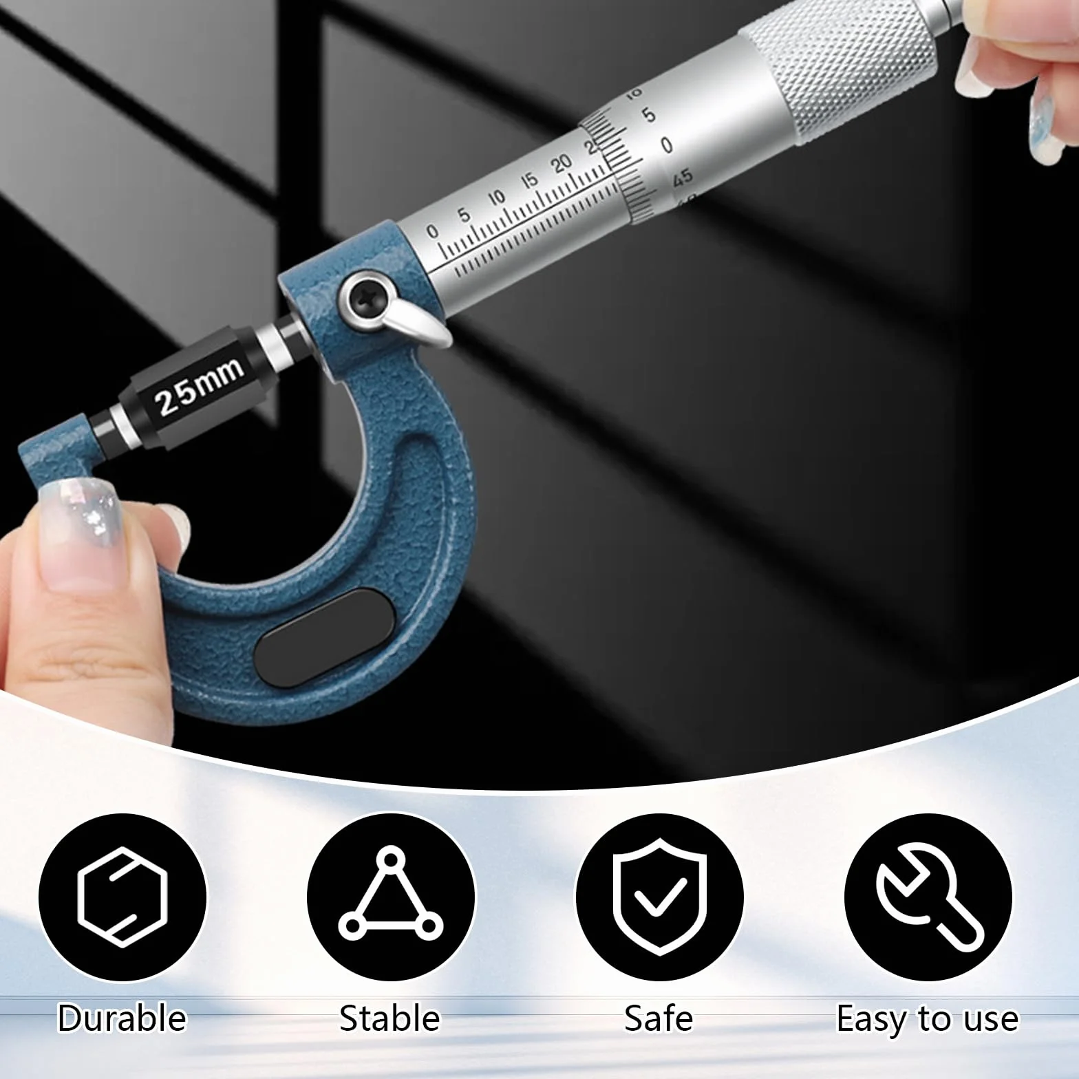 Micrometro 3 Pezzi Precisione Barra Calibrazione 0-25 mm 25-50 mm 50-75 mm 0,01 mm Acciaio