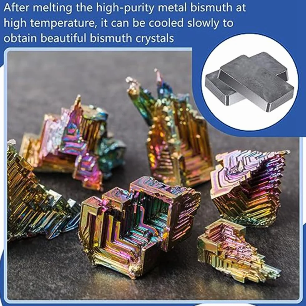 2 Pezzi di Metallo di Bismuto Puro al 99,99%, 4,4 Libri (2 kg) di Blocco Bismuto, Illustrato, per la Fabbricazione di Cristalli, Esperienze Scientifiche e .