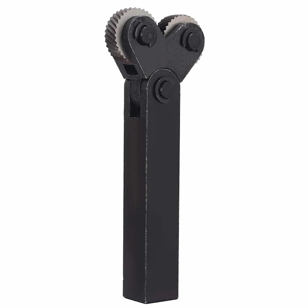 Set di ruote zigrinate in acciaio a doppia ruota con denti inclinati ruota diagonale set di ruote zigrinate lineari passo 0,5 mm 1 mm 2 mm per tornio