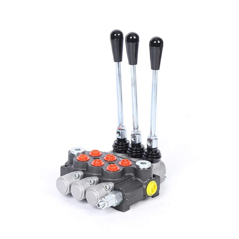 Valvola a leva manuale idraulica, valvola direzionale multidirezionale, 40 l/min, 3 vani, valvola di controllo manuale, 3600 PSI, valvola idraulica, cilindro a doppia azione