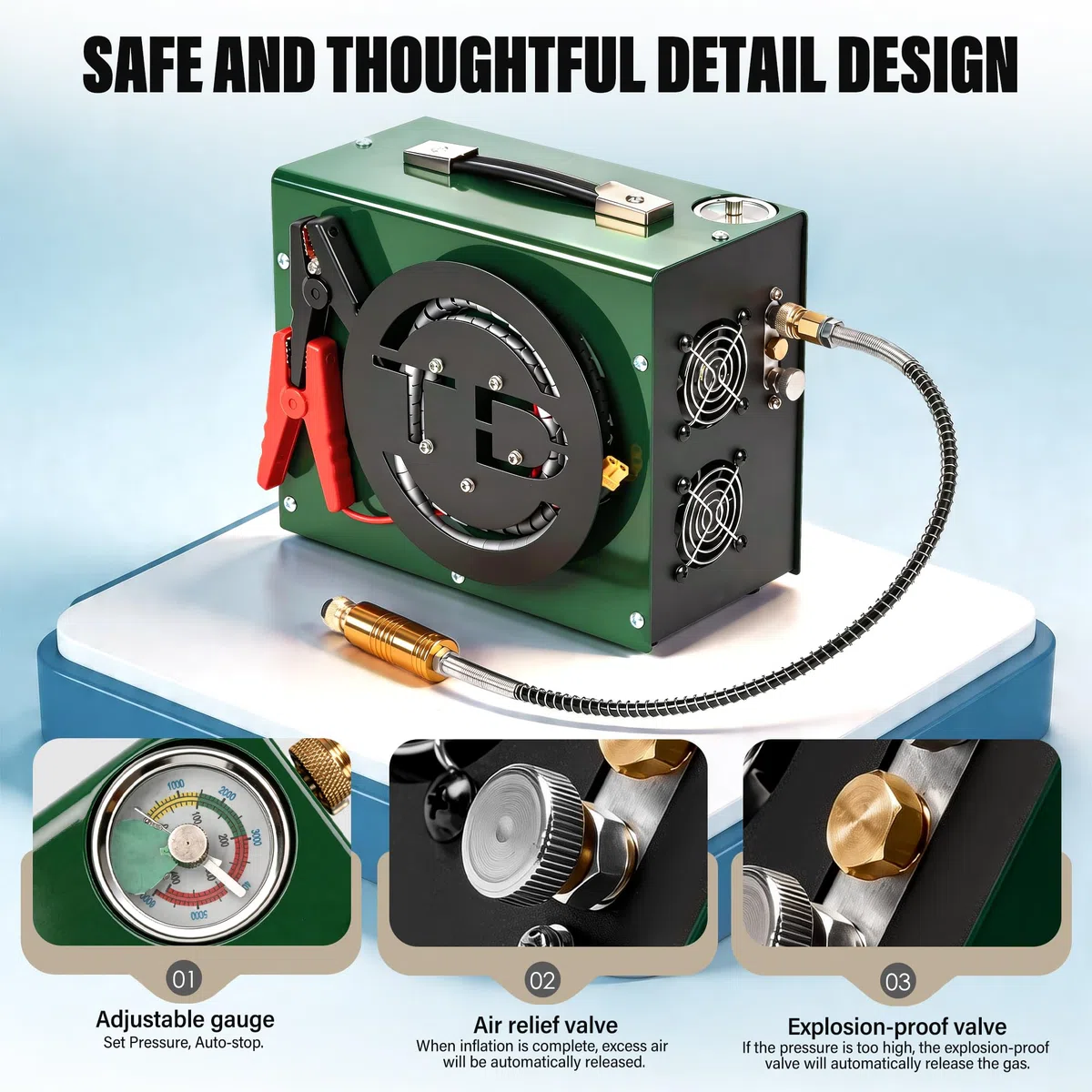 TUDIVING Compressore d'aria portatile Pcp, compressore d'aria ad alta pressione 4500Psi/30Mpa Paintball ARA compressore serbatoio HPA stazione di riempimento della pompa Auto-Stop, design unico