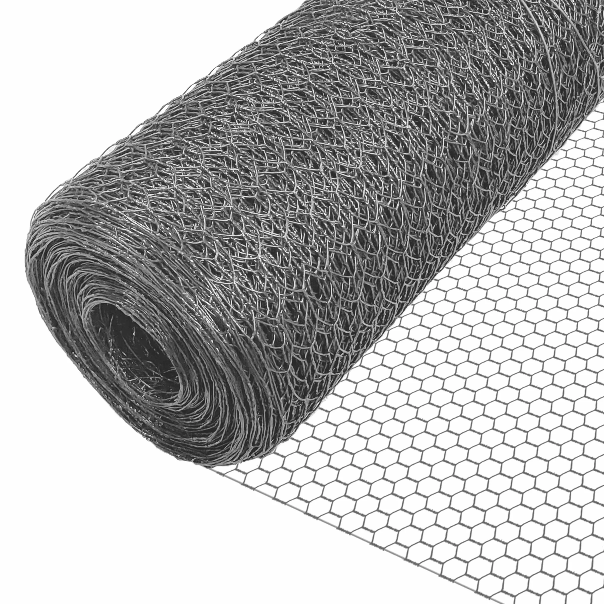 Rete Metallica Plastificata Maglia Esagonale 25mm 100cm x 25m Grigio