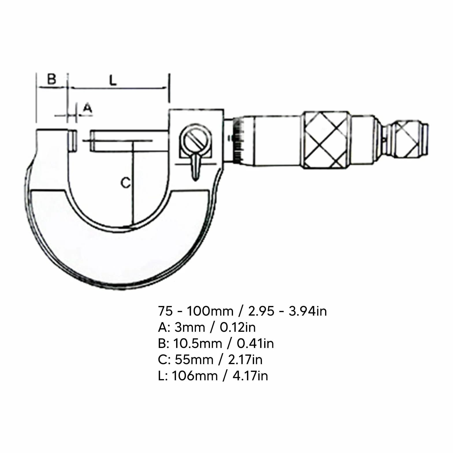 Micrometro Esterno Professionale 75-100/0.01mm Strumento di Misurazione di Precisione