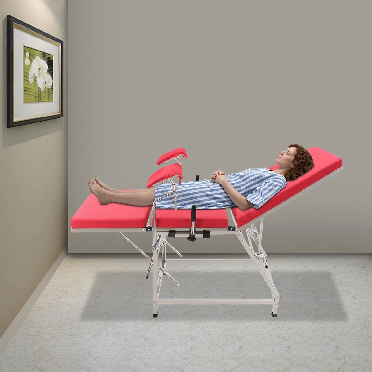 Sedia ginecologica Ginecologica Sedia Ginecologica Portatile con Schienale Regolabile e Supporto Gamba, Portata 200 kg, Adatto per ospedali e reparto maternità (rosso)