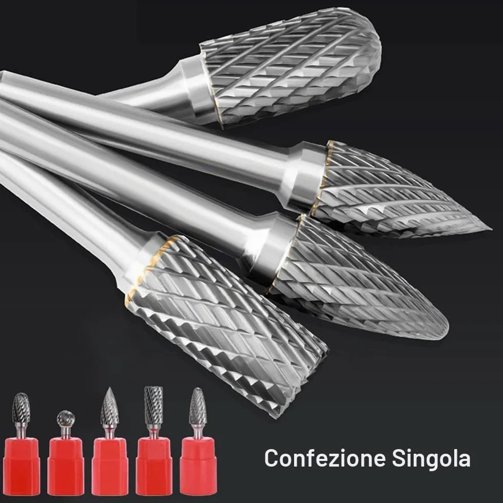ASNOMY 5Pz Frese Rotanti in Metallo, Carburo Tungsteno 6x10mm per Lavorazione del Legno