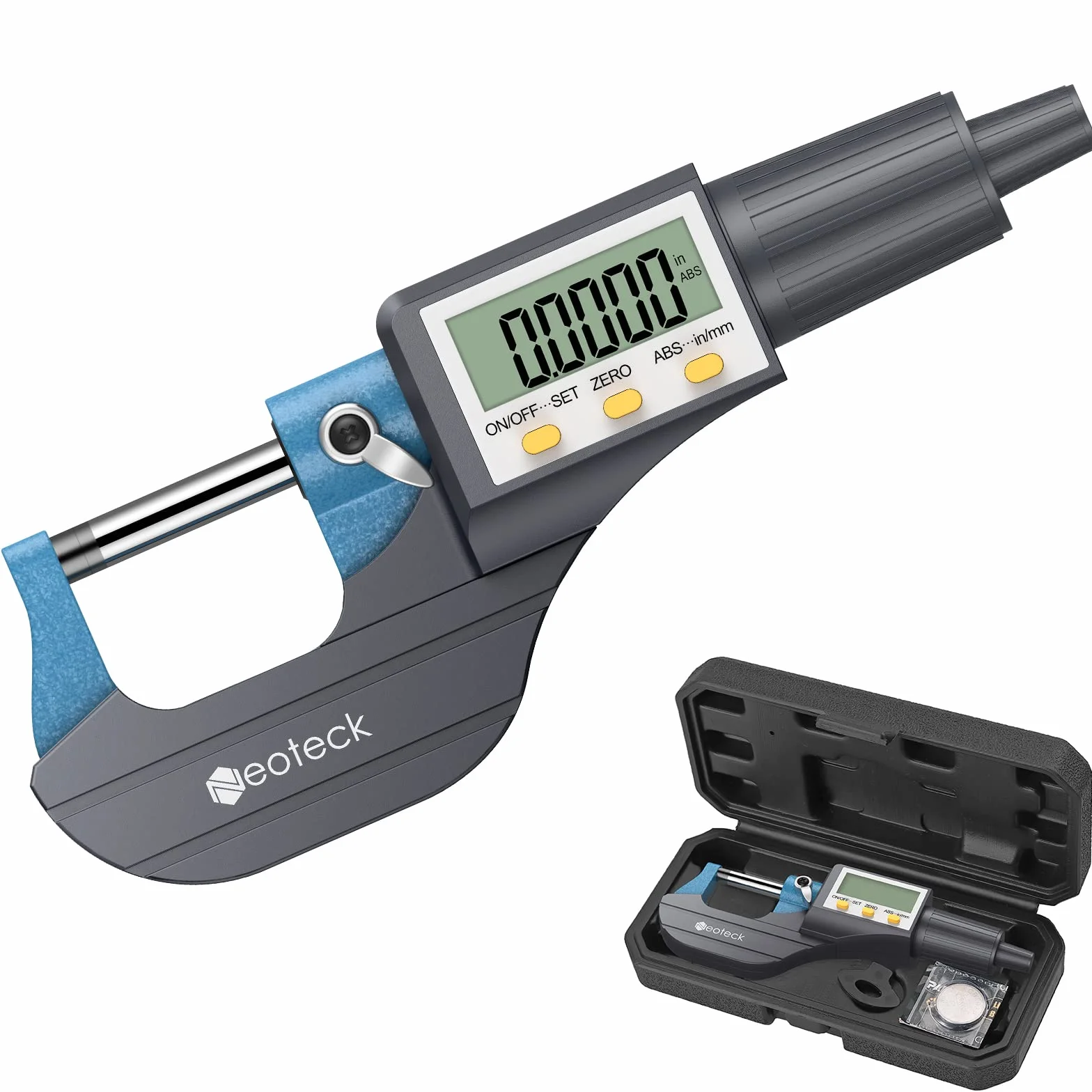 Neoteck Micrometro Digitale 0-25 mm LCD 0.001mm/0.00005" Assoluta Incrementale Inch/Metric
