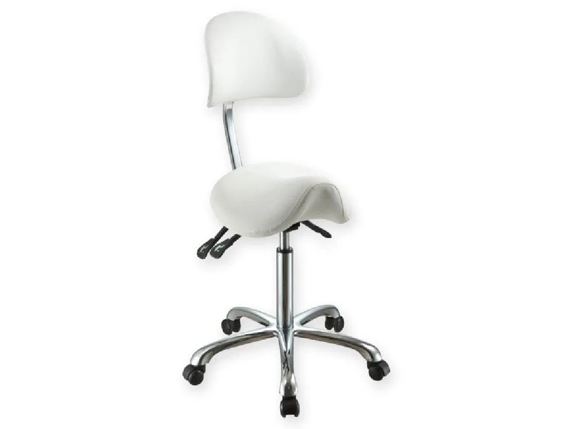 GIMA 45261 Sgabello Ergo, con Schienale, Bianco