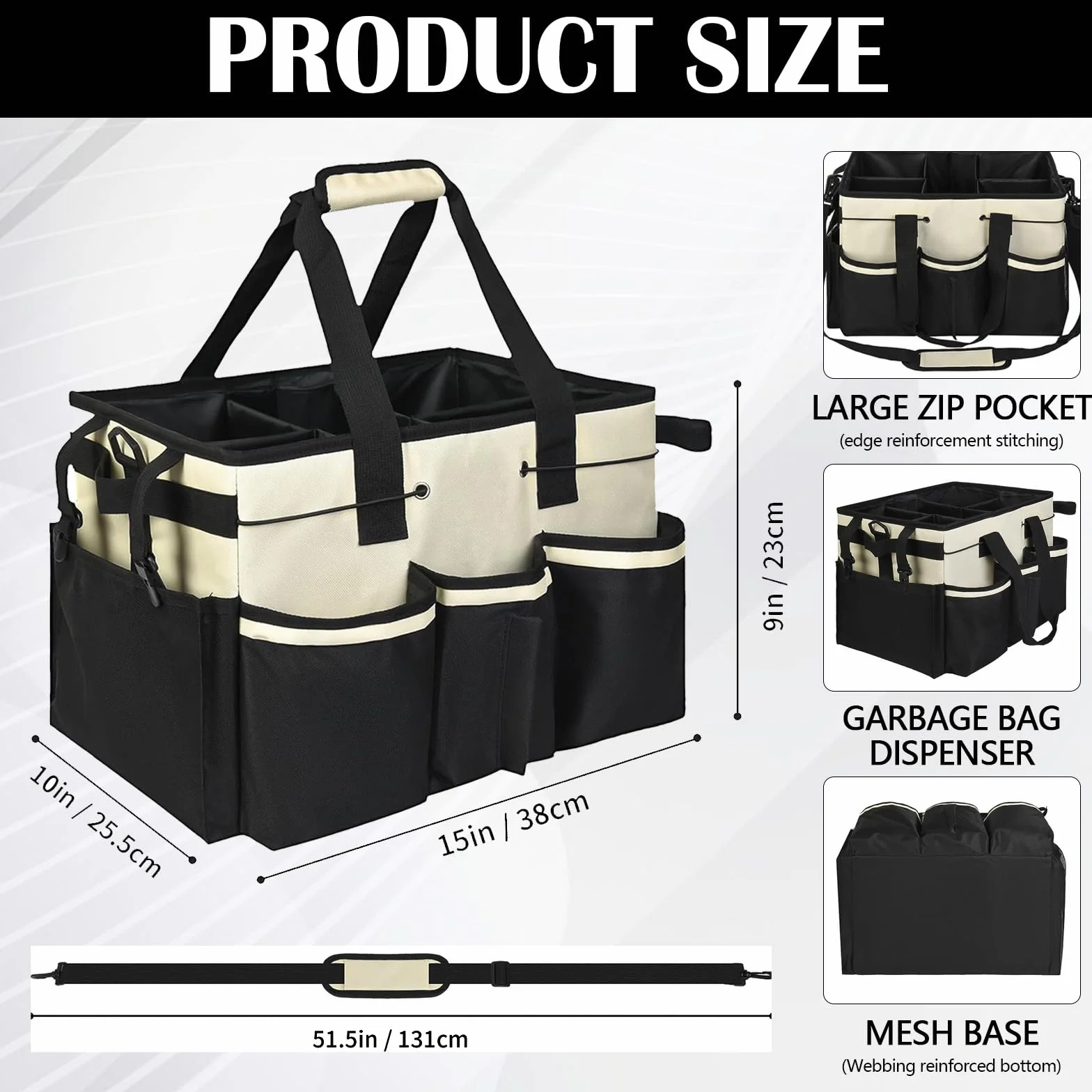 Organizzatore Prodotti Pulizia Conservazione Casa Carrello Portaoggetti Portatile 38x25,5x23 cm