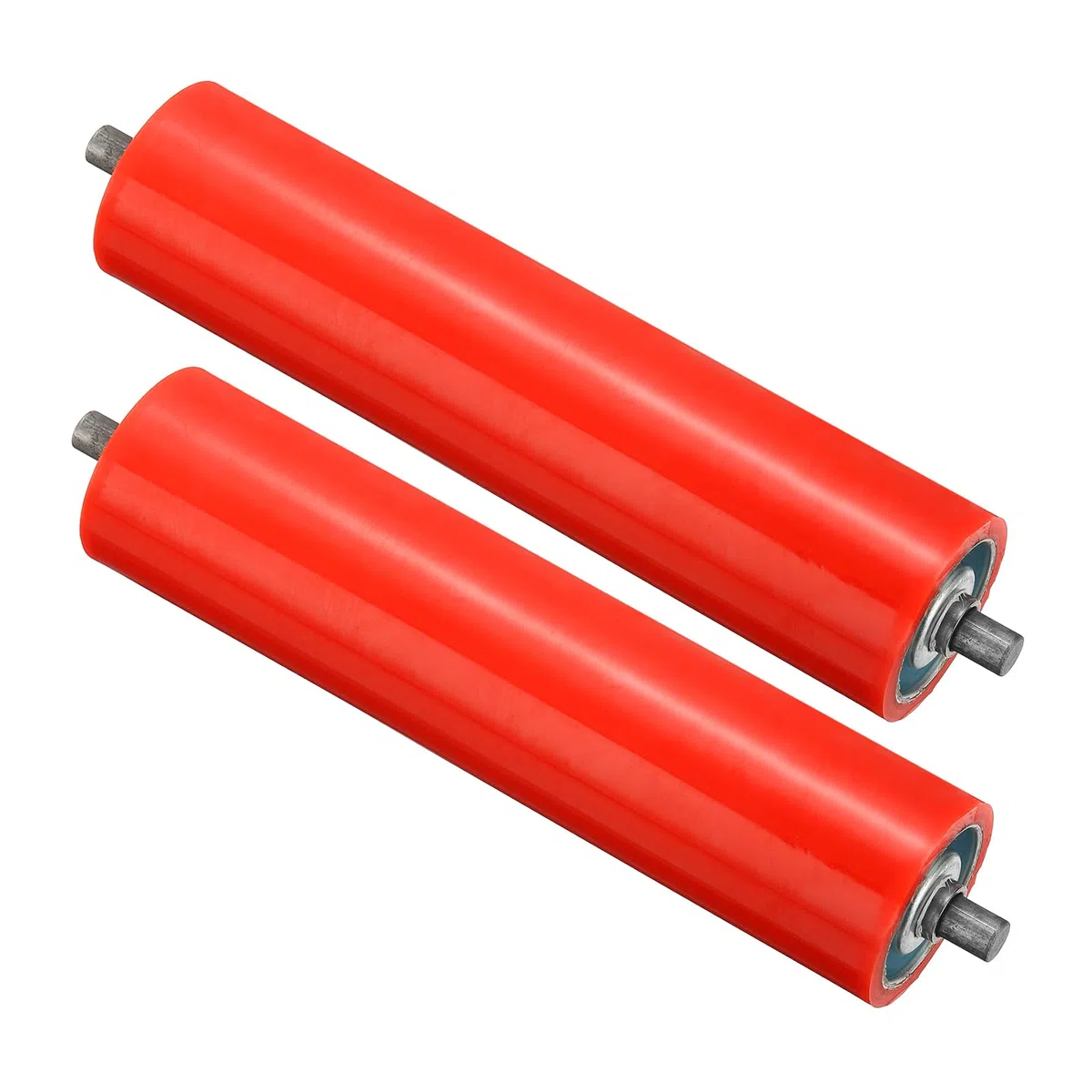 PATIKIL Poliuretano Rivestito Trasportatore Rullo 4" Diametro 10" Lunghezza 2 Confezione Inossidabile Acciaio Trasmissione Sostituzione Parte Zincato Fine Rosso