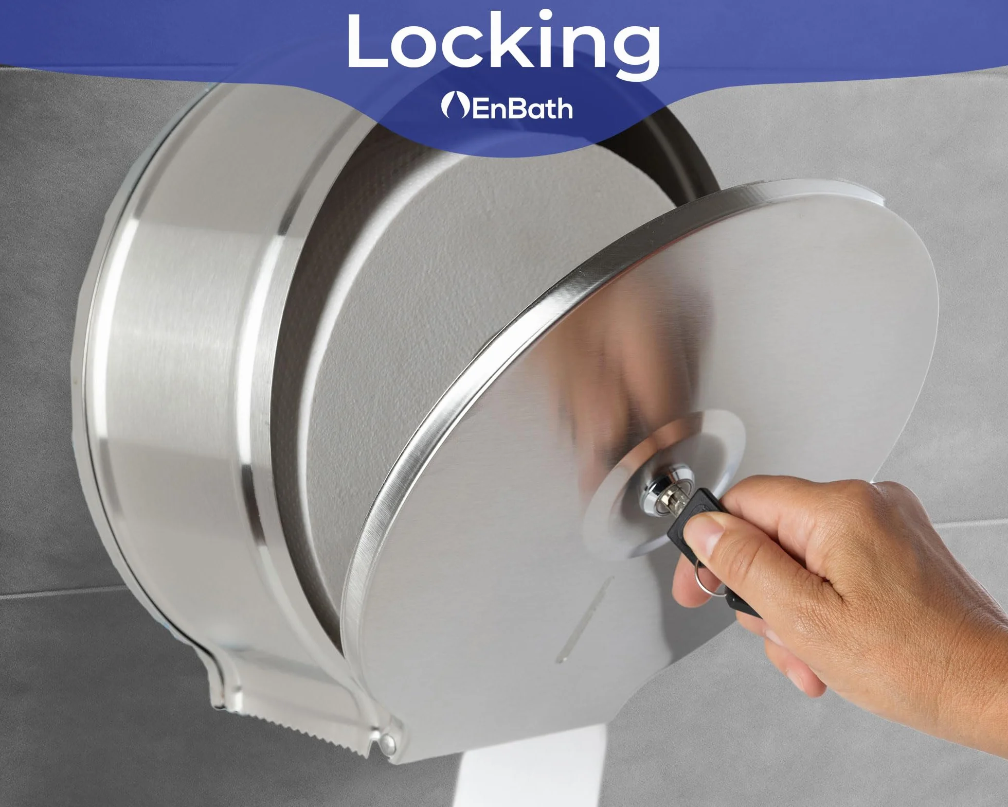 Dispenser carta igienica jumbo acciaio inox con chiusura a chiave 22,9 cm